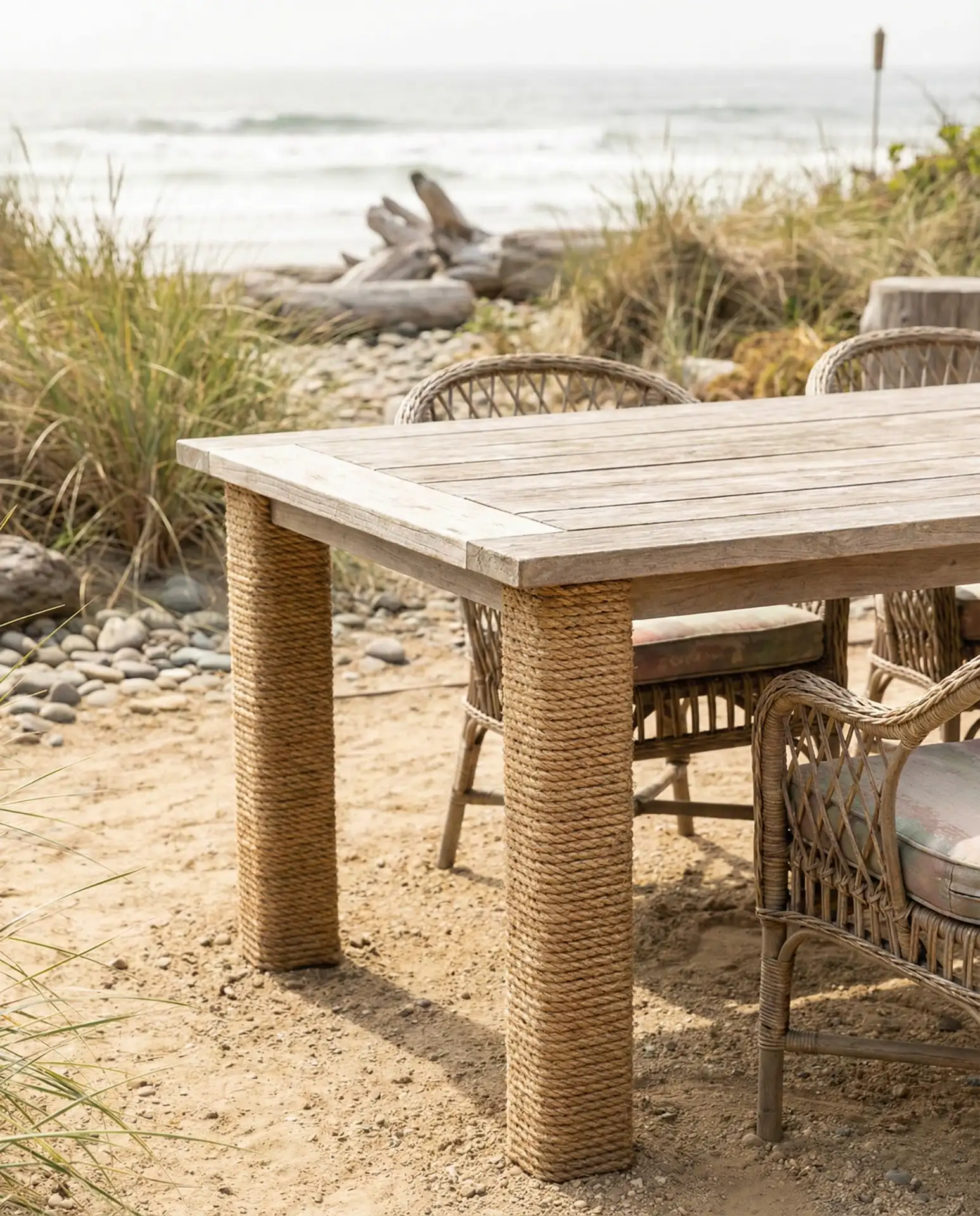 Rope-Wrapped Table Legs for Coastal Style 1