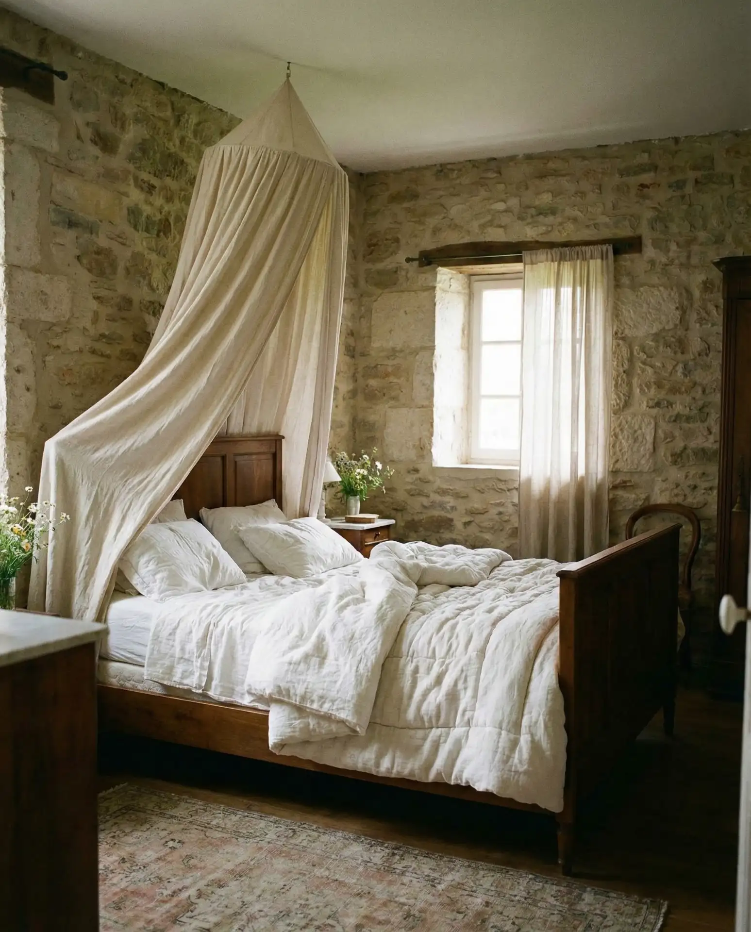 Rustic Bedroom with Linen Canopy 2