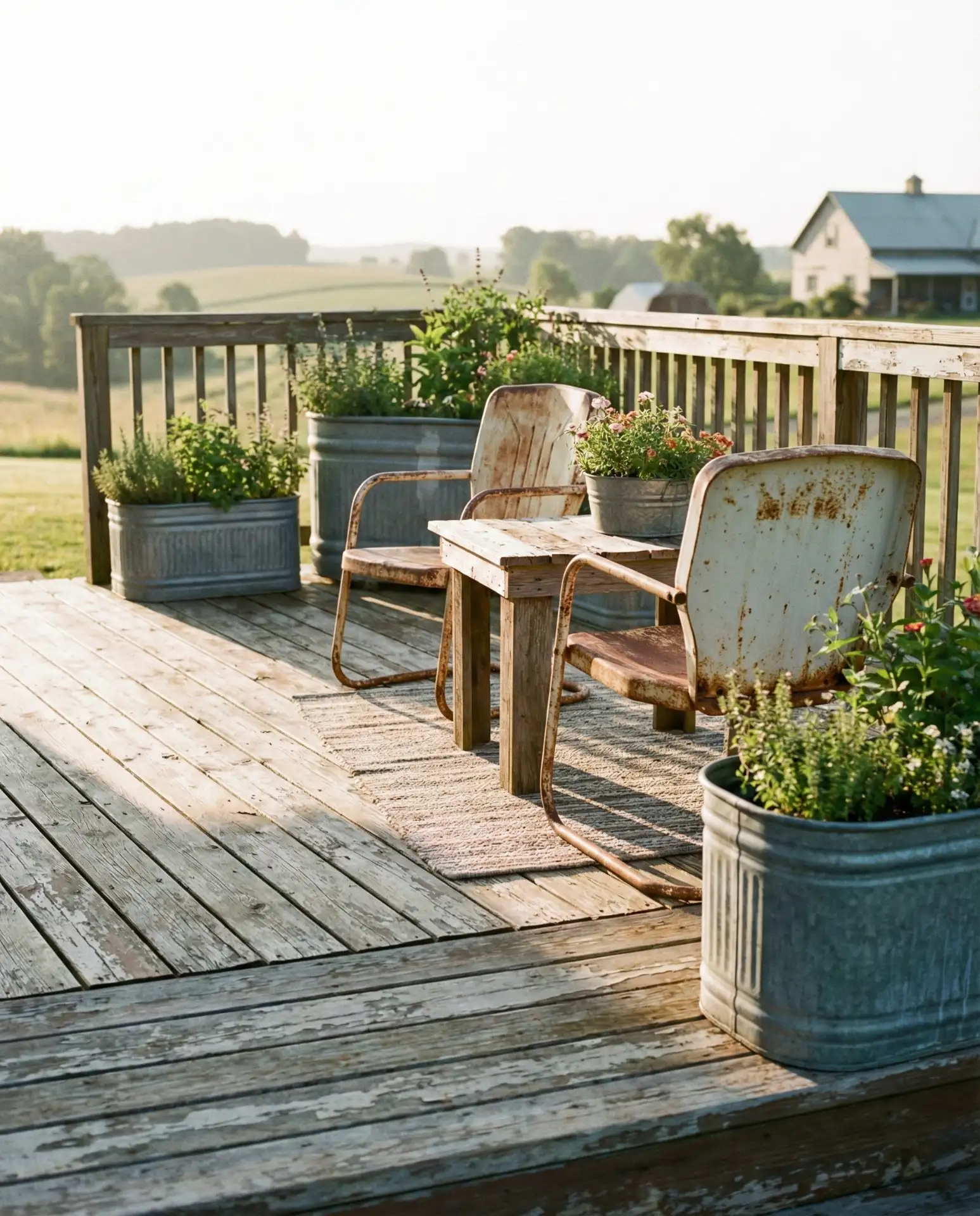 Rustic Farmhouse Deck with Reclaimed Wood 2