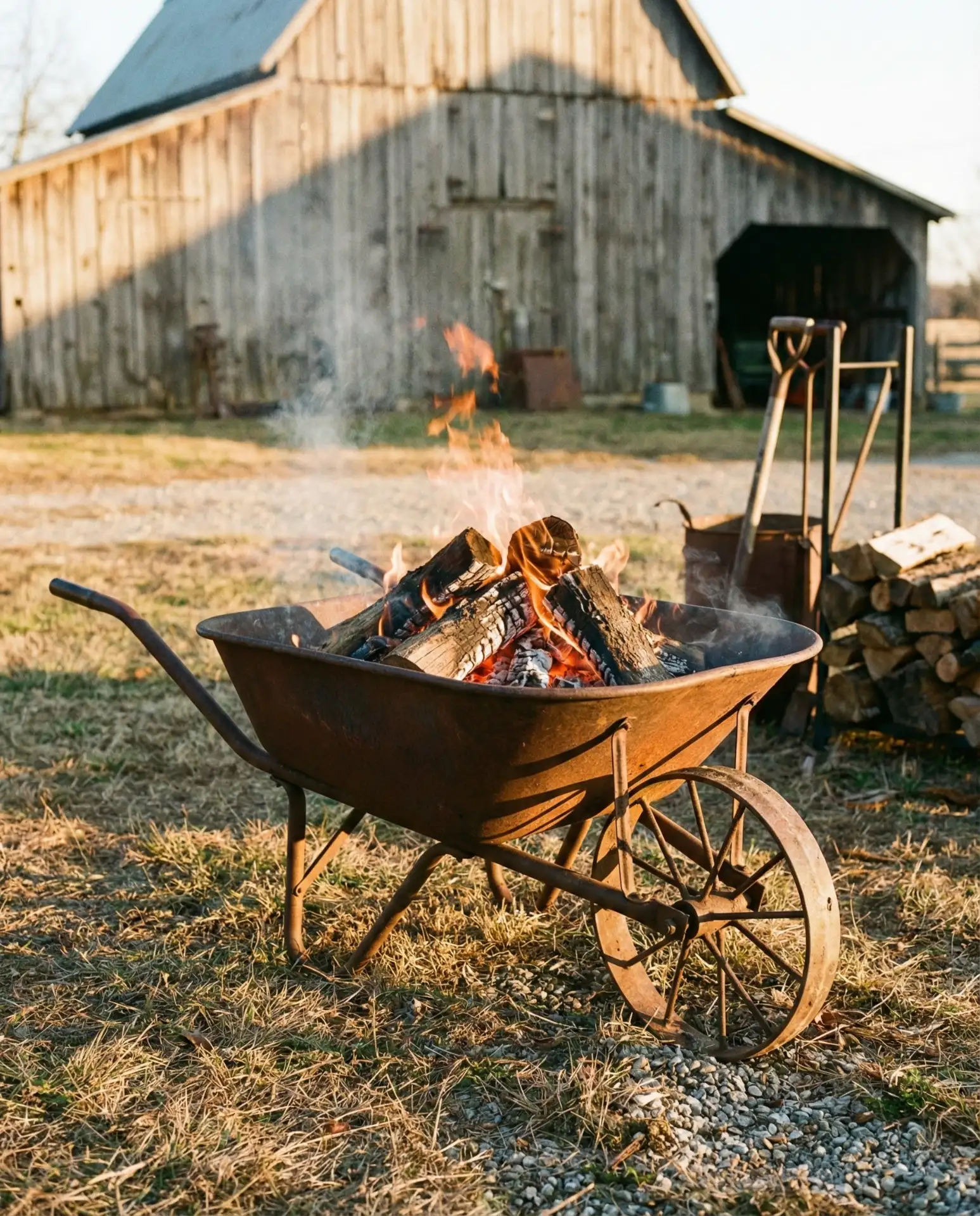 Rustic Wheelbarrow Fire Pit for Portable Charm 1