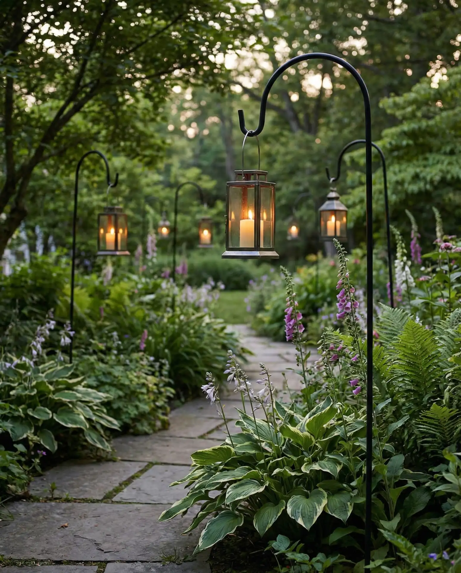 Shepherds Hook Lanterns for Garden Pathways 1