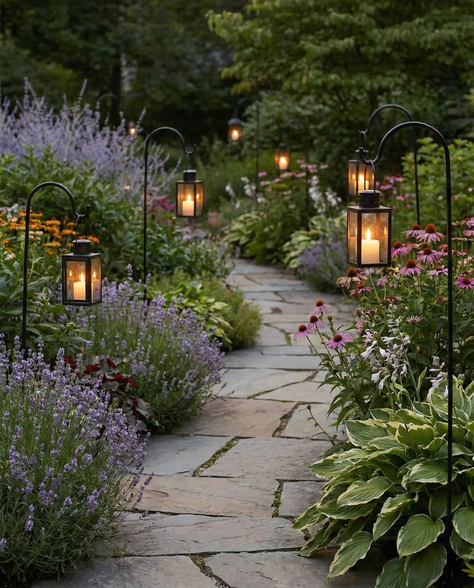 Shepherds Hook Lanterns for Garden Pathways 2