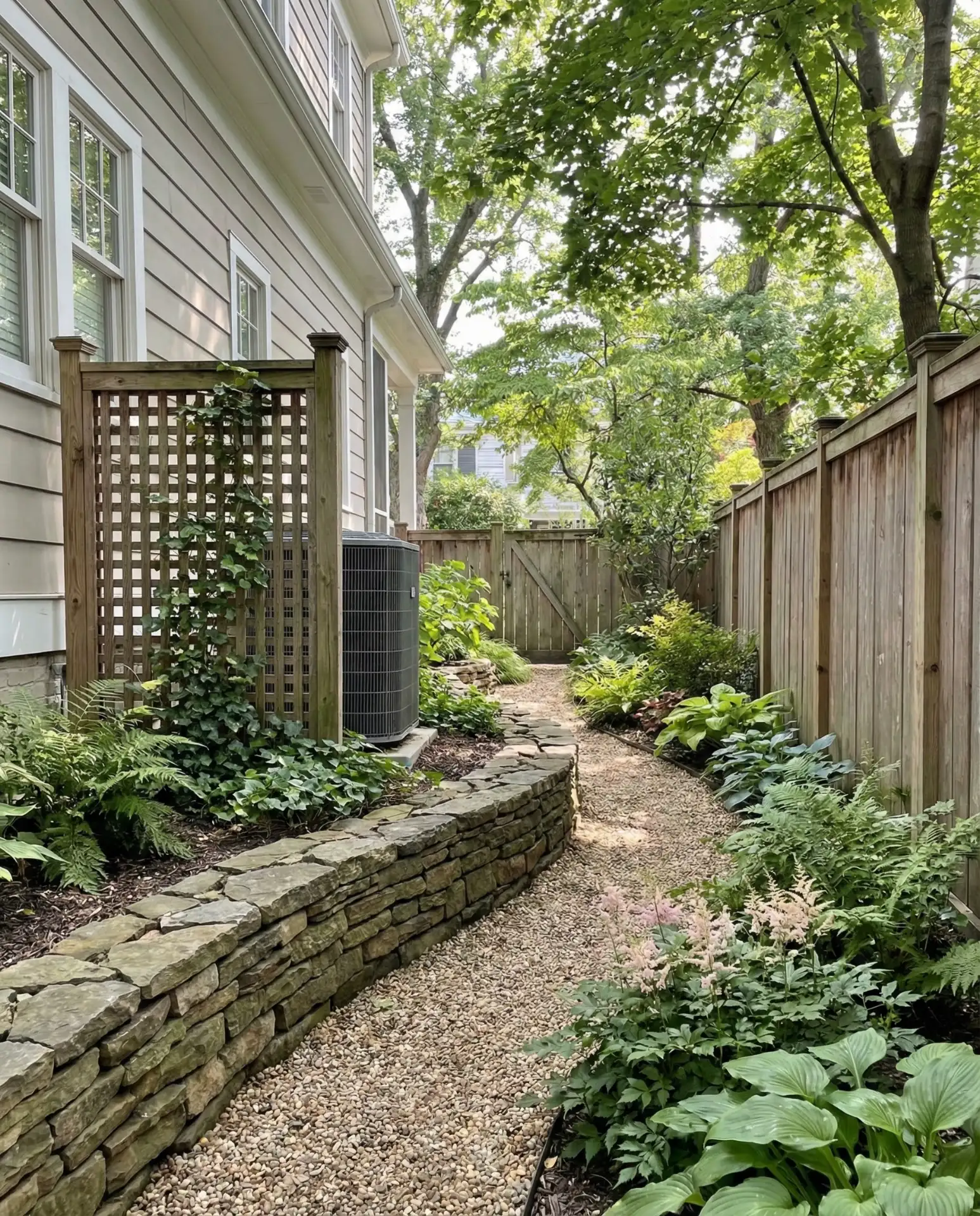 Side Yard Utility Screen with Stacked Stone 1