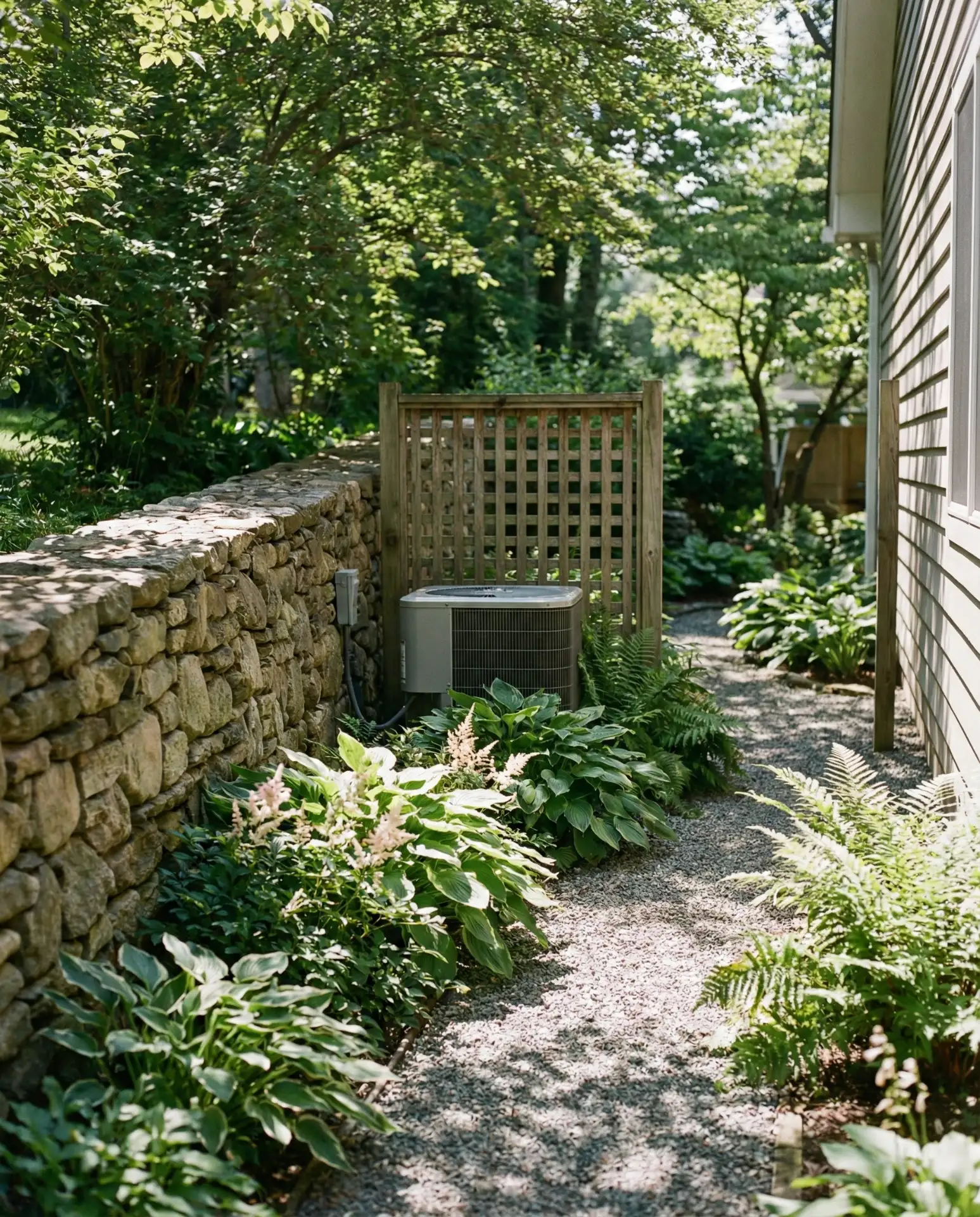 Side Yard Utility Screen with Stacked-Stone 2