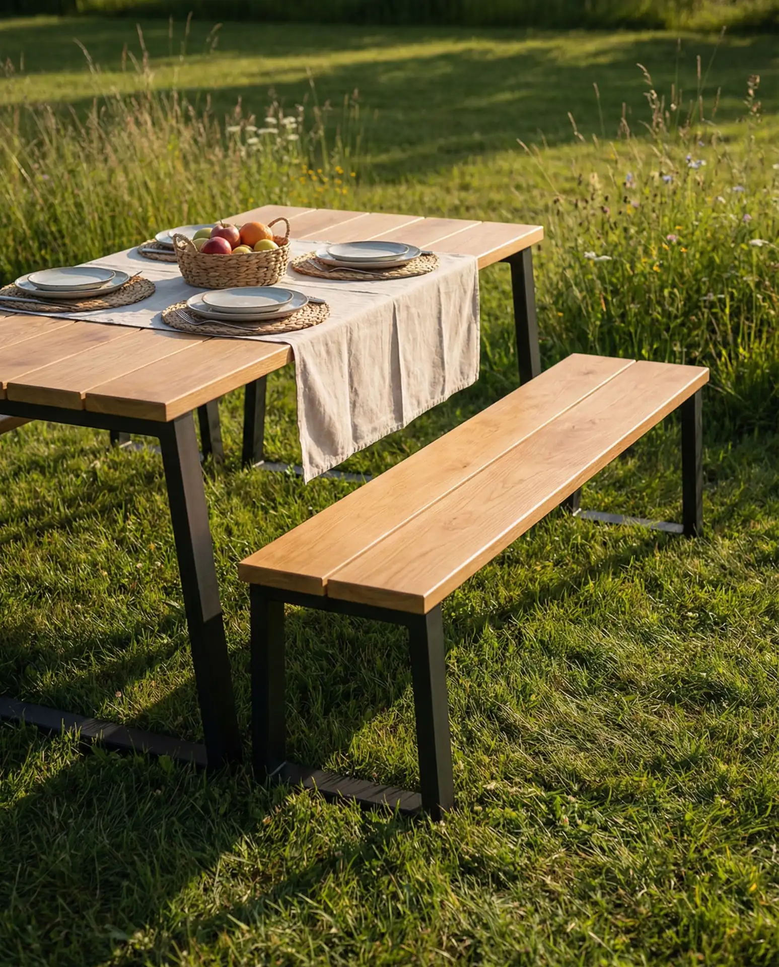 Simple Picnic Table with Bench Seating 1