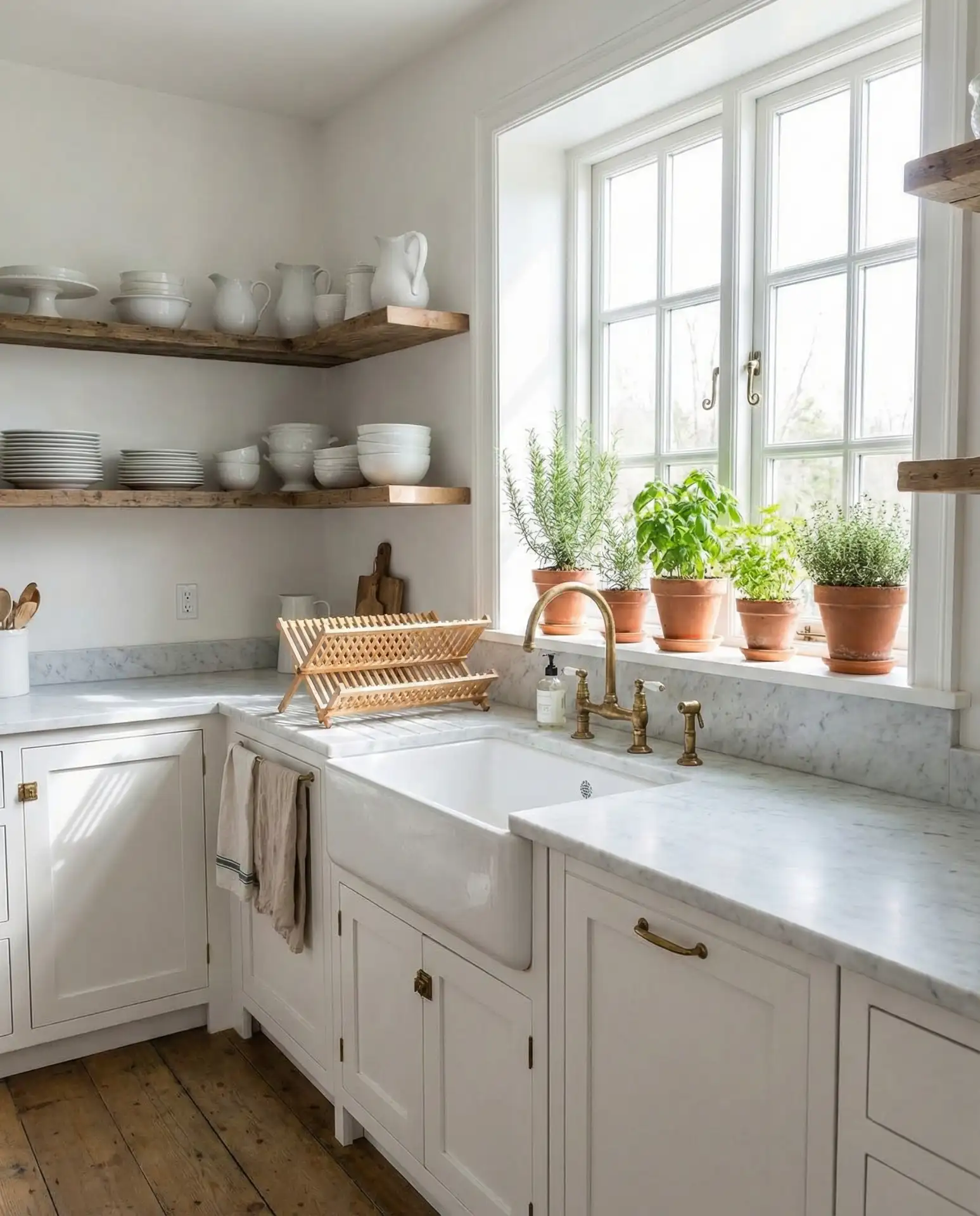 Simple White Kitchen with Open Shelving 1