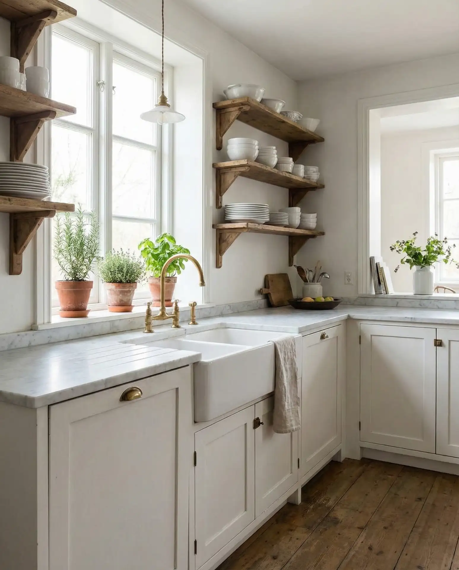 Simple White Kitchen with Open Shelving 2
