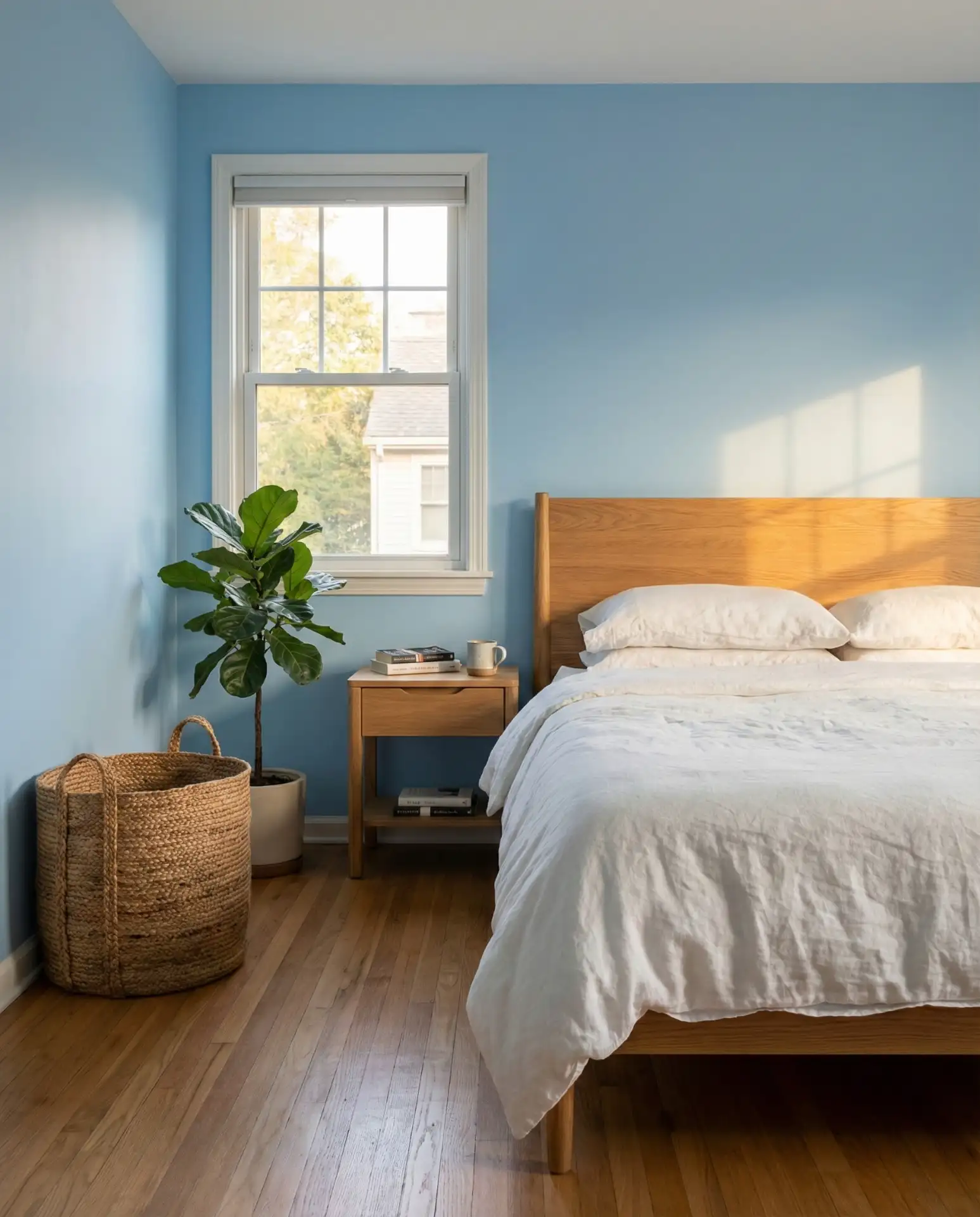 Sky Blue Walls with Natural Wood 1