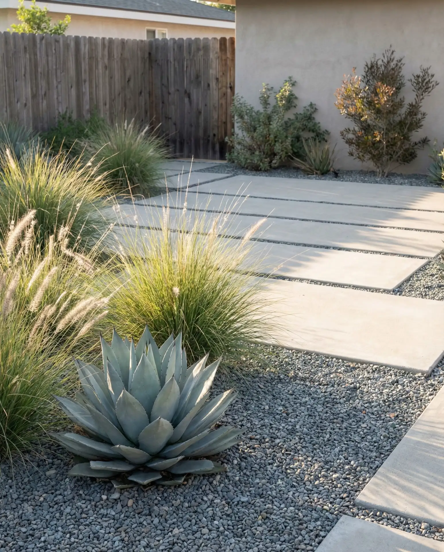 Sleek Minimalist Courtyard with Native Grasses