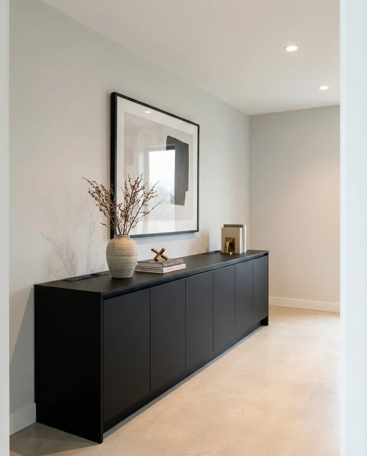 Sleek Office Entry with Built-In Credenza 1