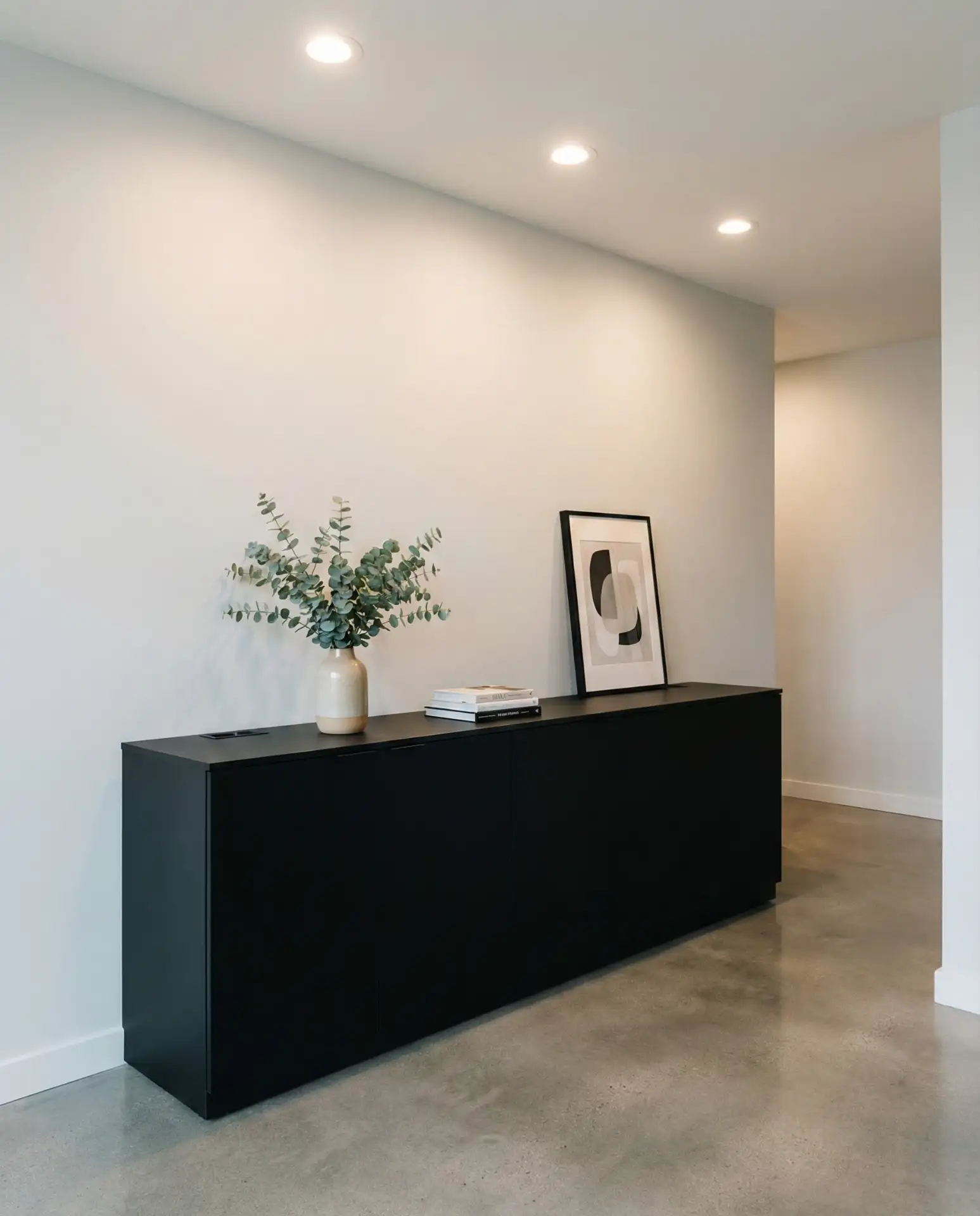 Sleek Office Entry with Built-In Credenza 2