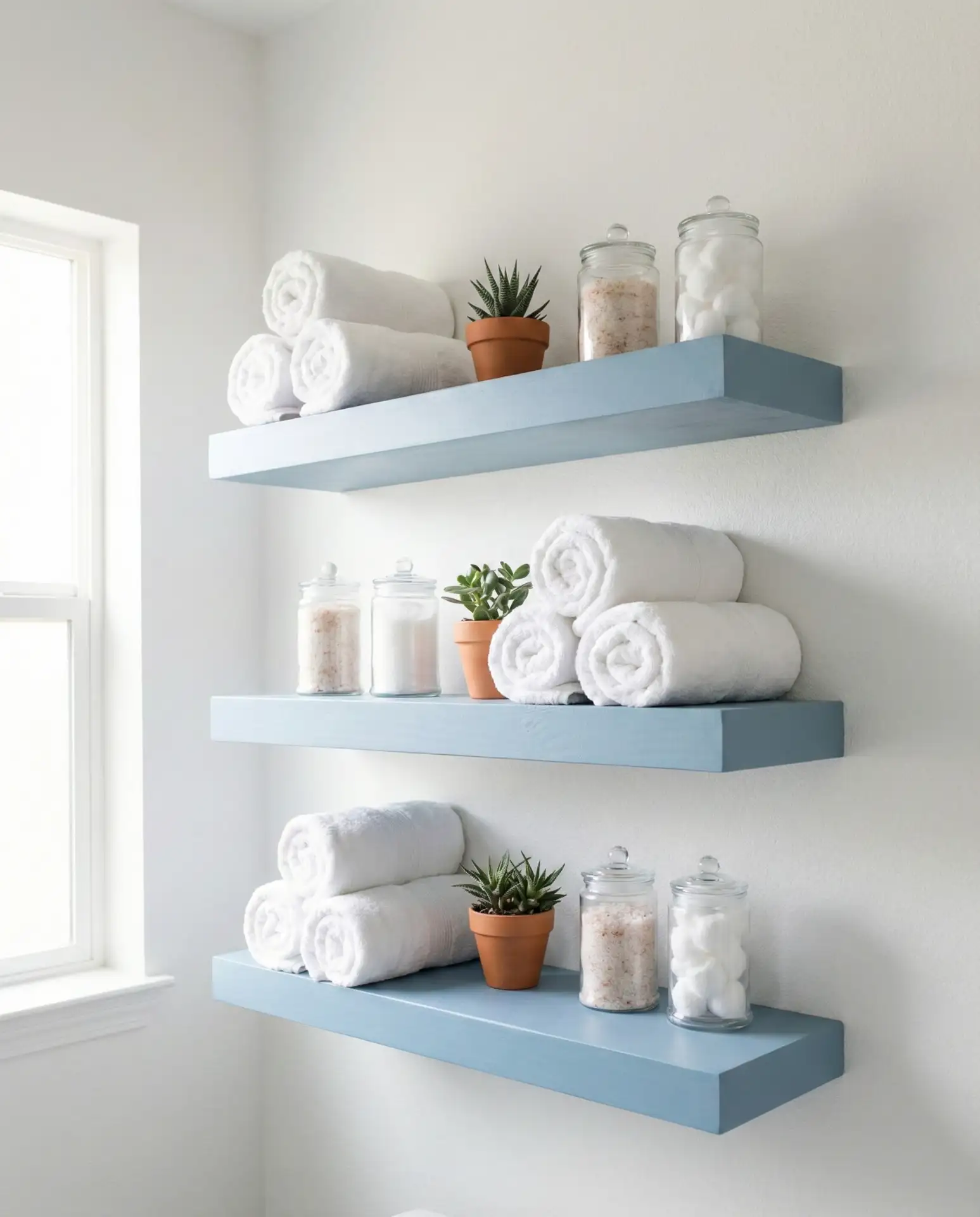 Soft Blue Floating Shelves 2