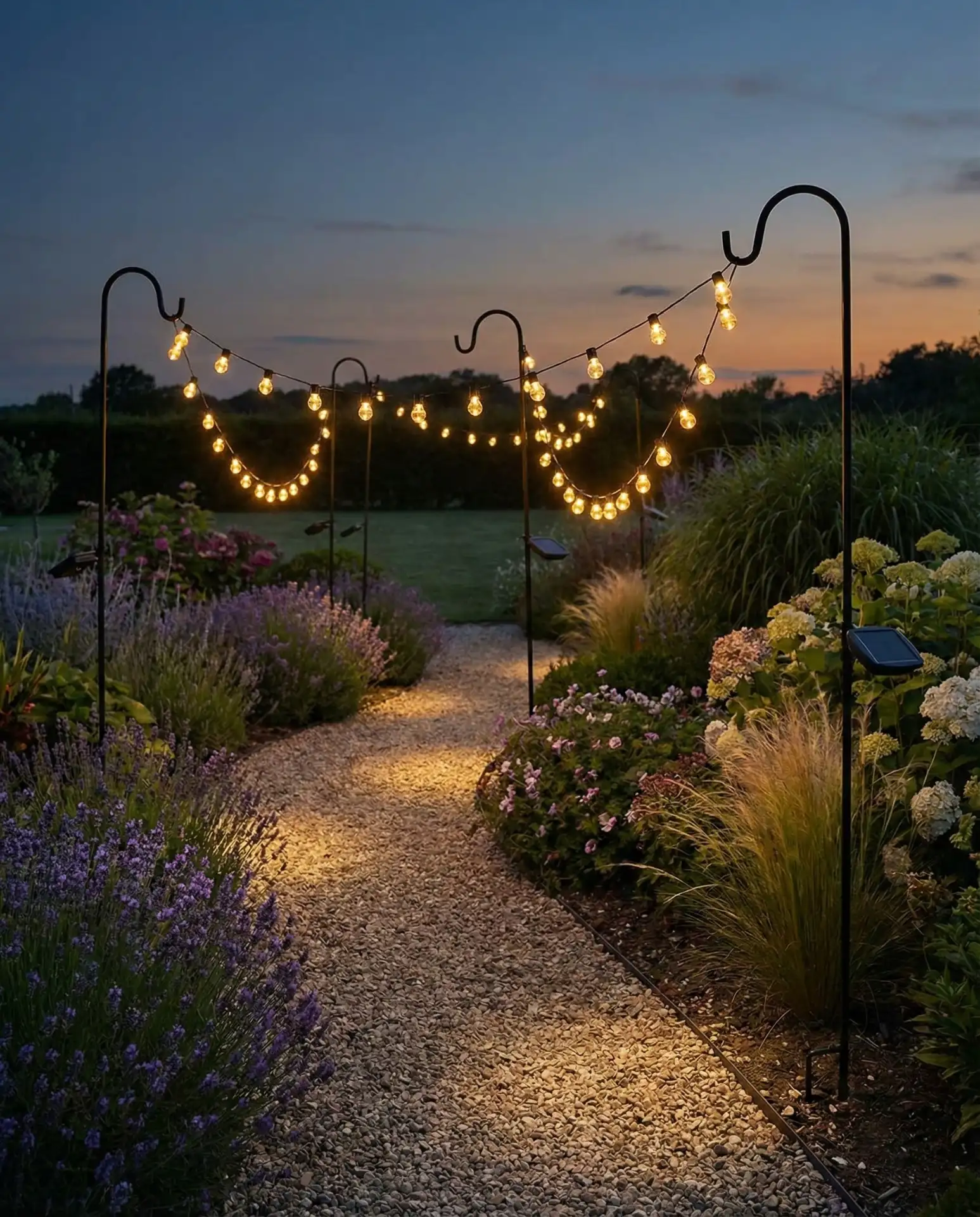 Solar-Powered Shepherd Hook Garden Lights 2