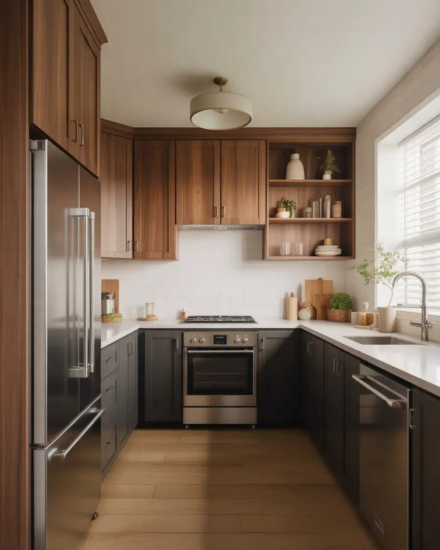 Stained Wood and Black Two-Tone Kitchen 1