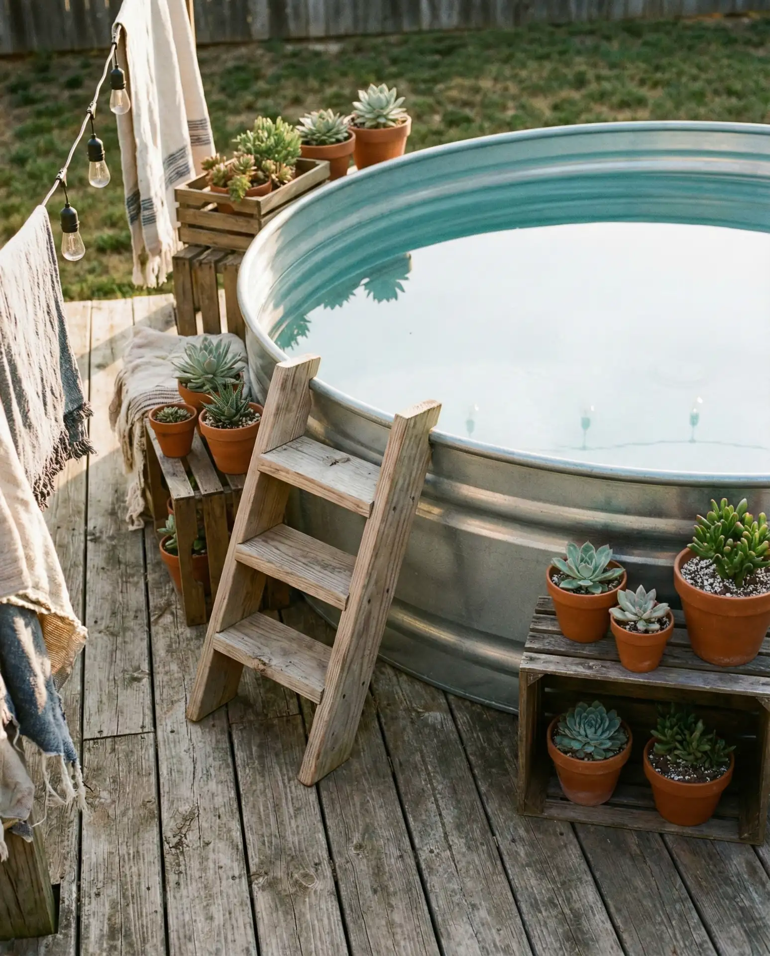 Stock Tank Pool with Rustic Deck 1