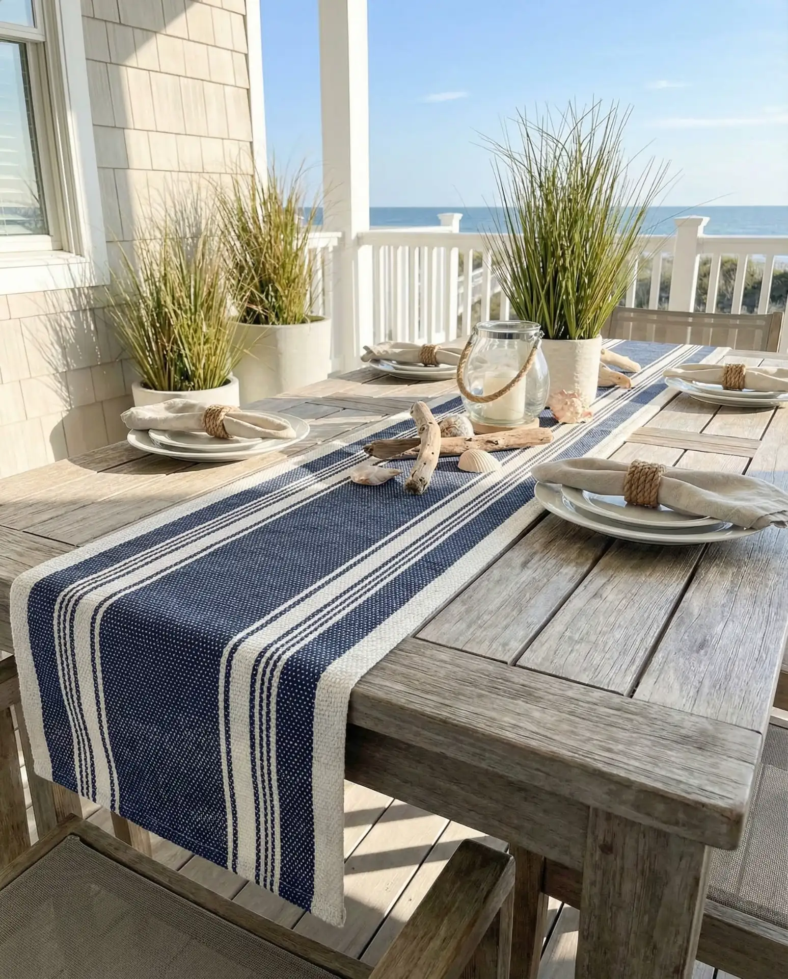 Striped Runner with Coastal Vibes