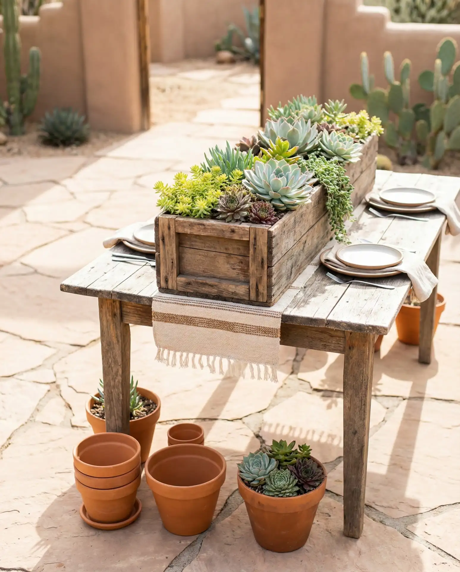 Succulent Arrangement in Wooden Crate