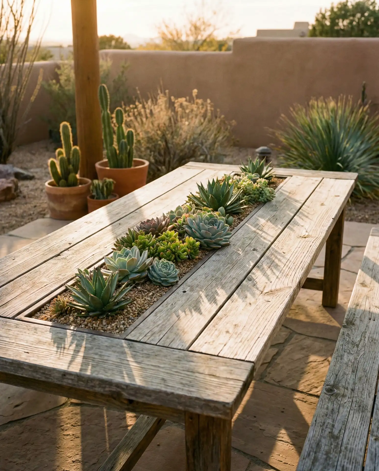 Succulent Garden Embedded in Table Surface 1