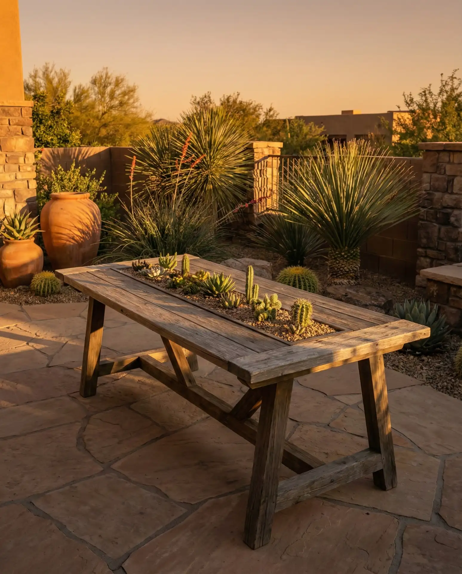 Succulent Garden Embedded in Table Surface 2