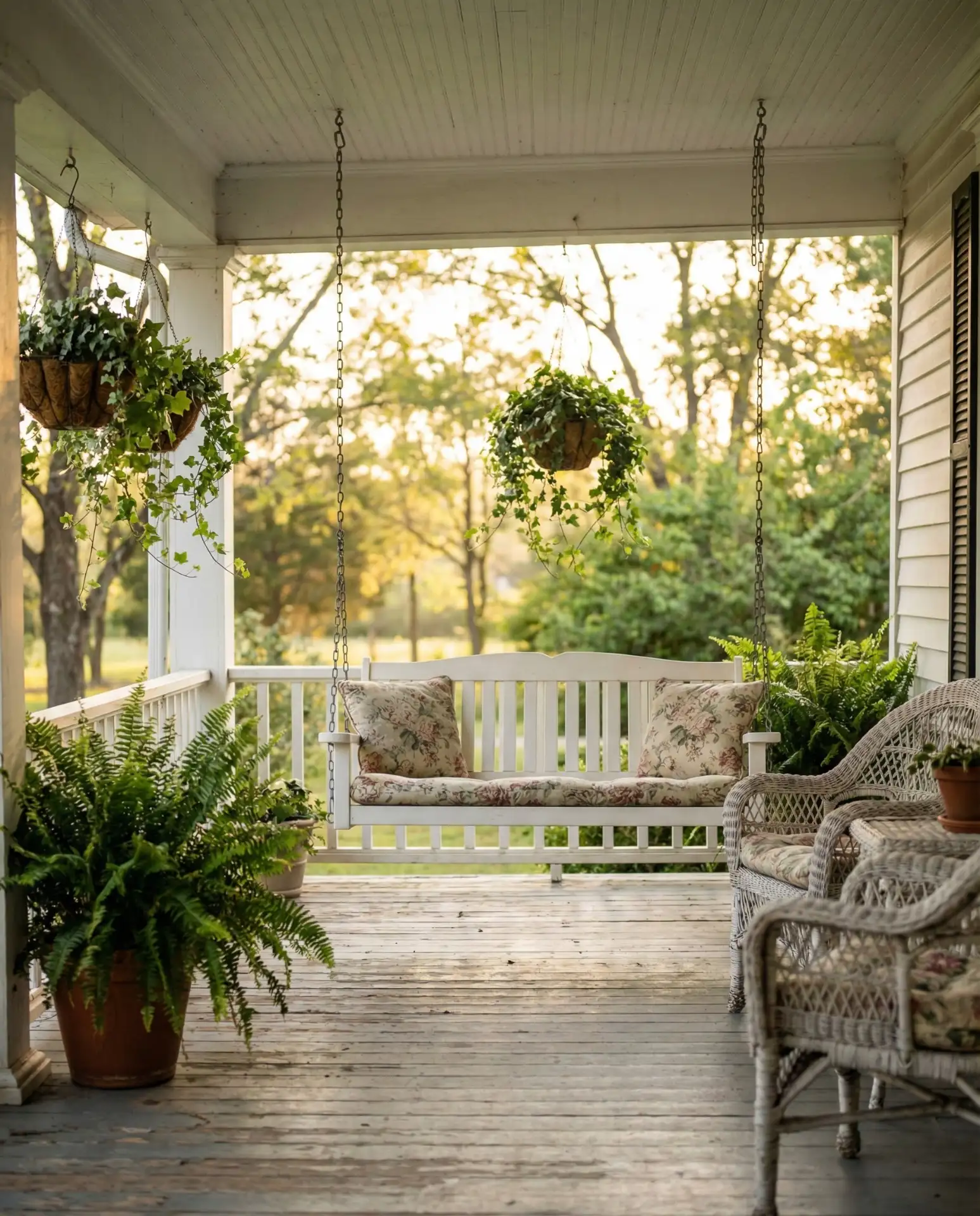 Swing Bench with Floral Cushion Covers 1
