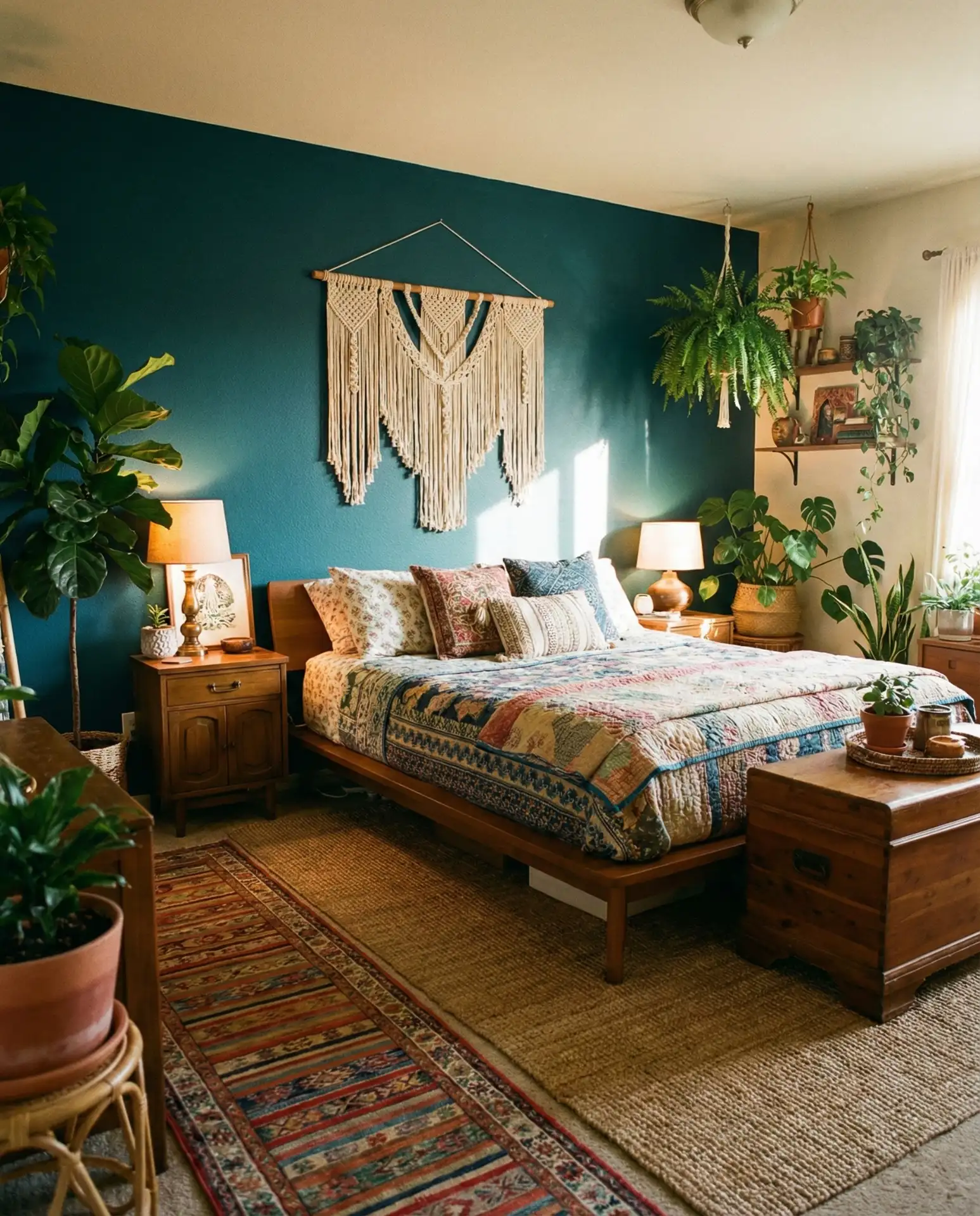 Teal Blue Boho Bedroom 1