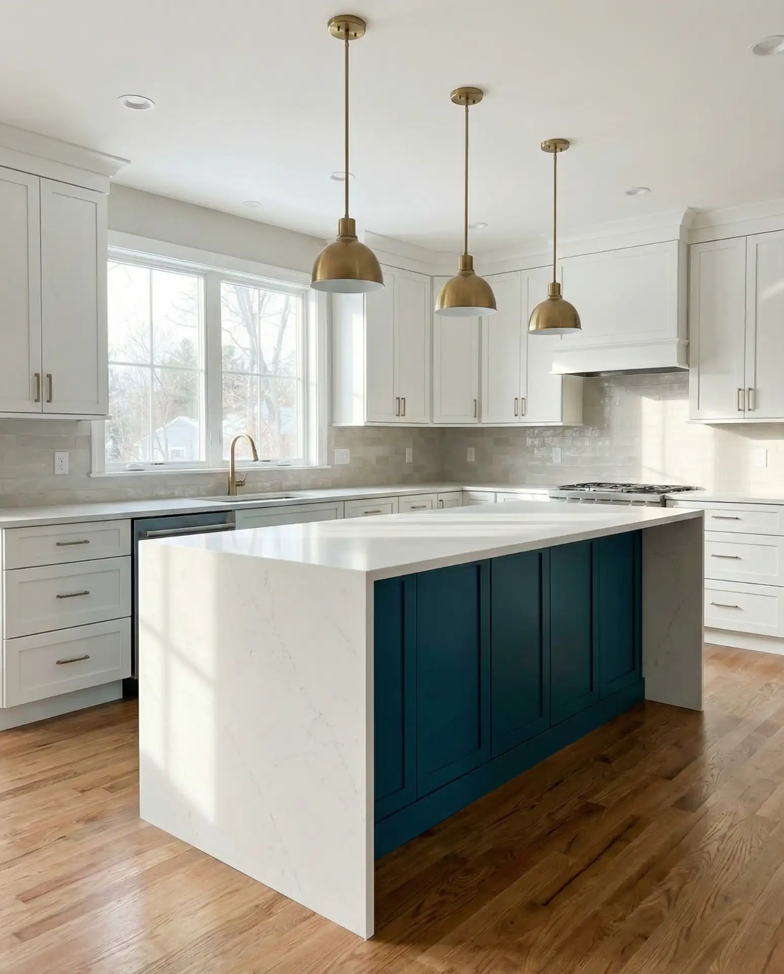 Teal-Blue Island with Waterfall Edge 1