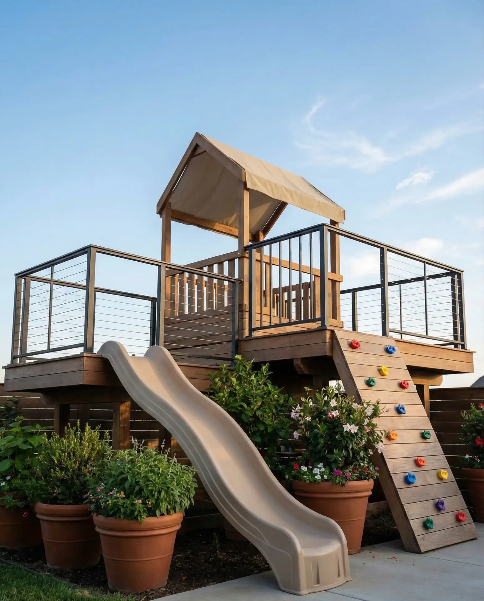 Tiered Deck Play Zone with Built-In Features 2