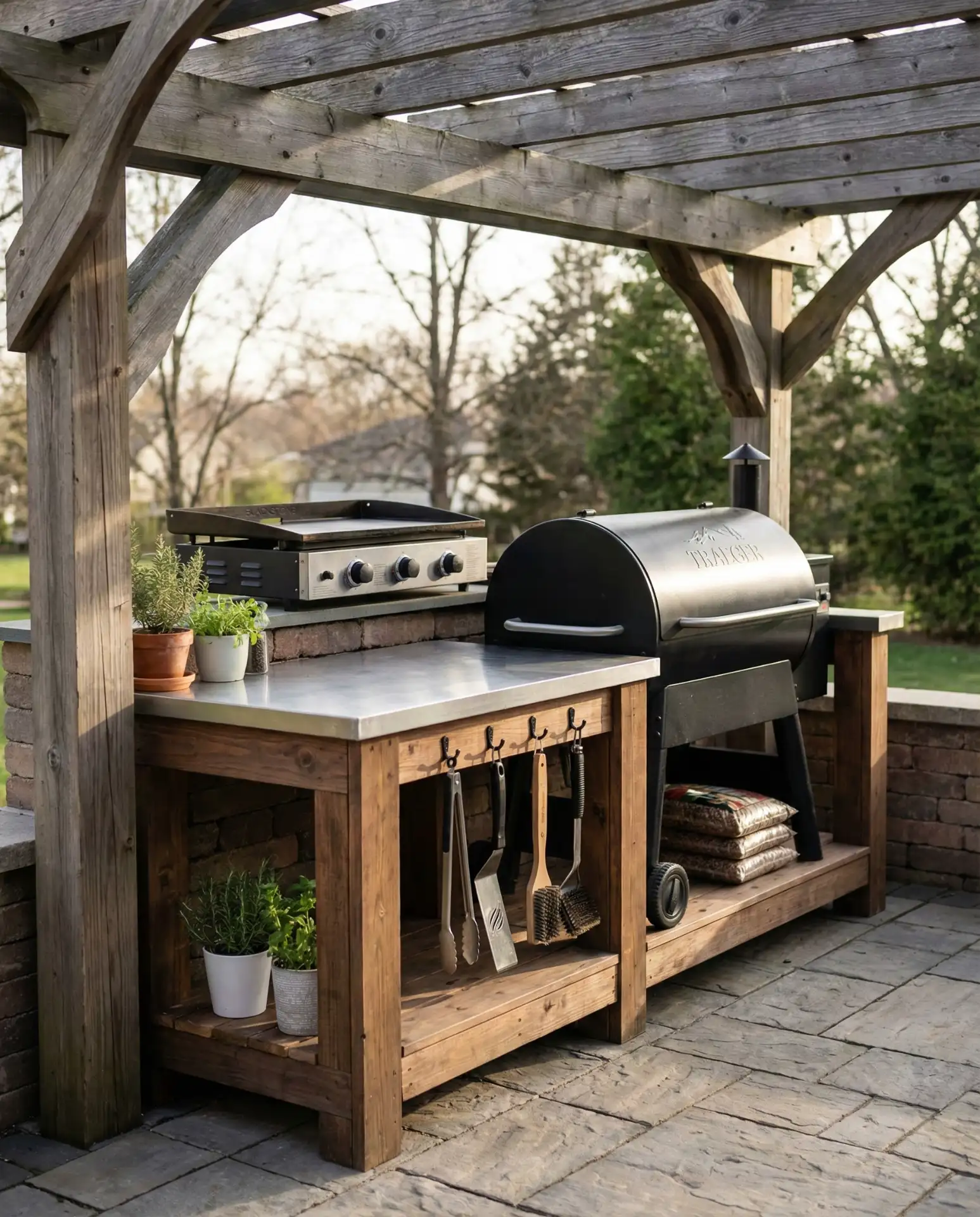 Traeger and Blackstone Dual Grill Setup 1