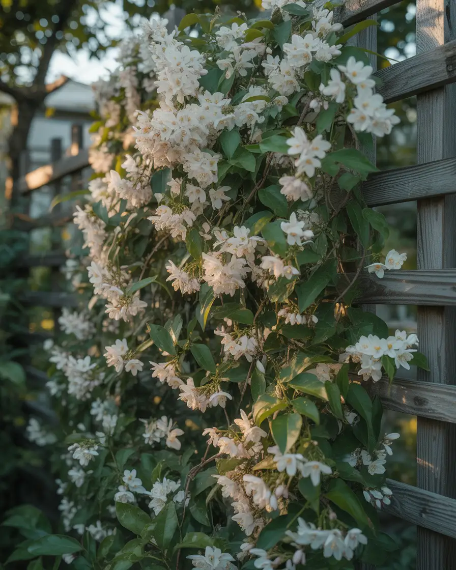 Trellis Wall Covered in Jasmine 1