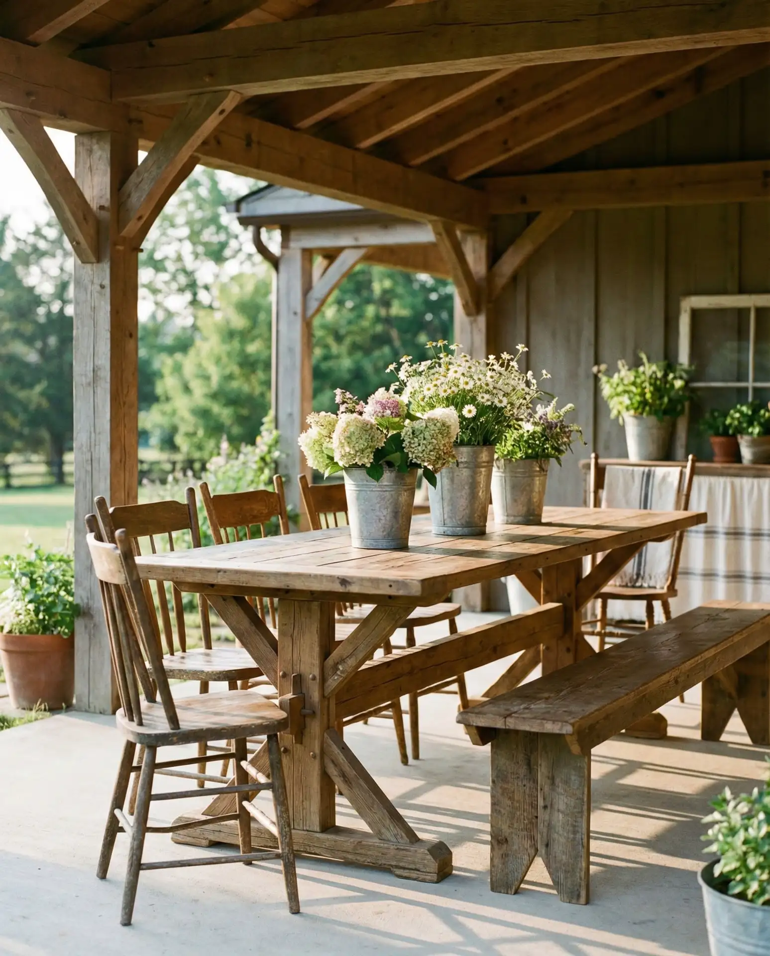 Trestle Table with Farmhouse Charm