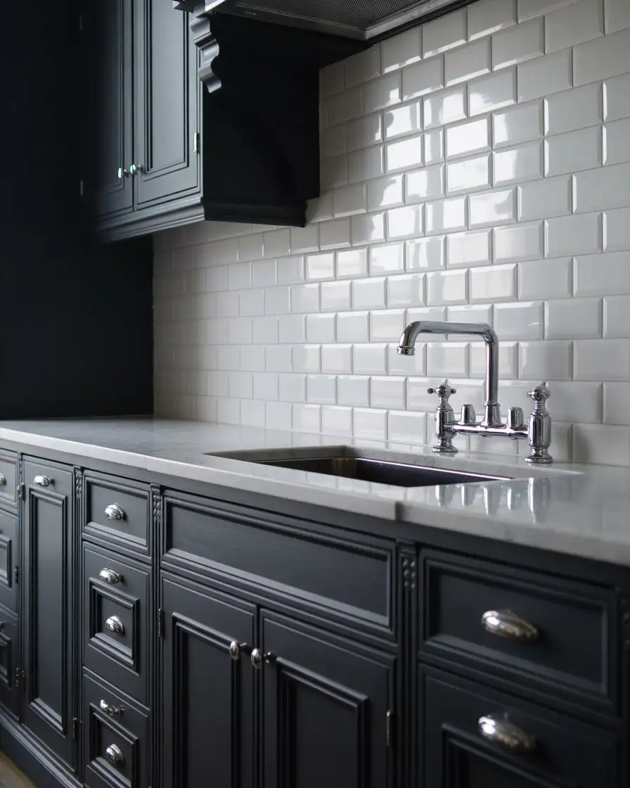 Tricorn Black Cabinets with White Accents 2