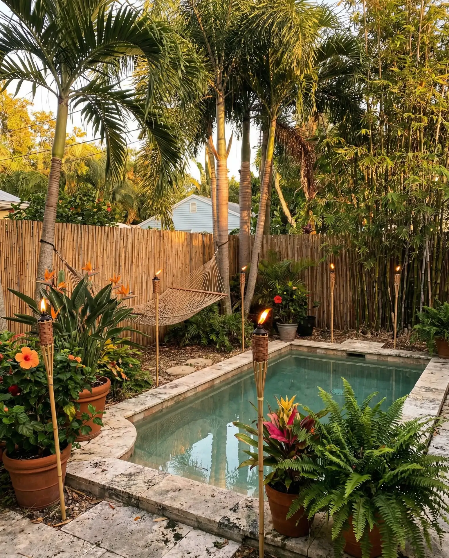 Tropical Oasis with Palm Trees and Tiki Decor 1