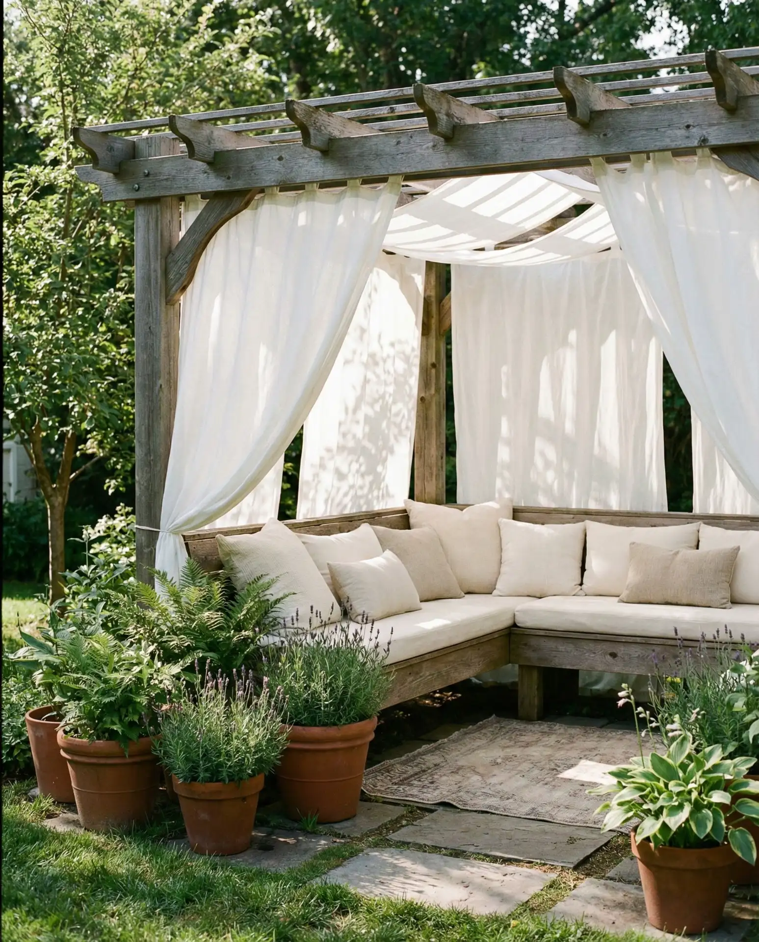 Tucked-Away Reading Nook Under Pergola 2