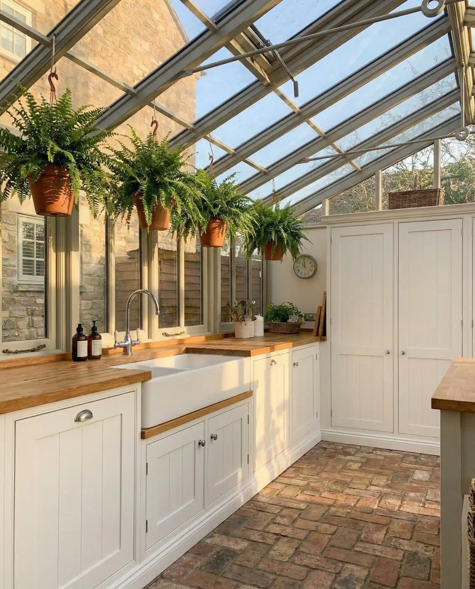 UK-Style Conservatory Kitchen with Glass Roof 1