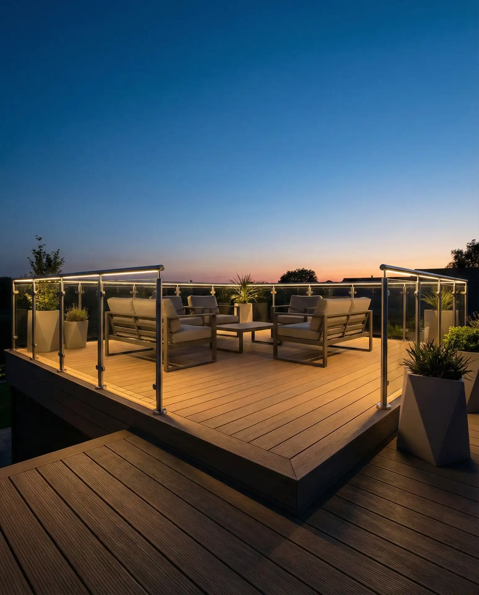 Under-Rail LED Strips for Elevated Decks 2