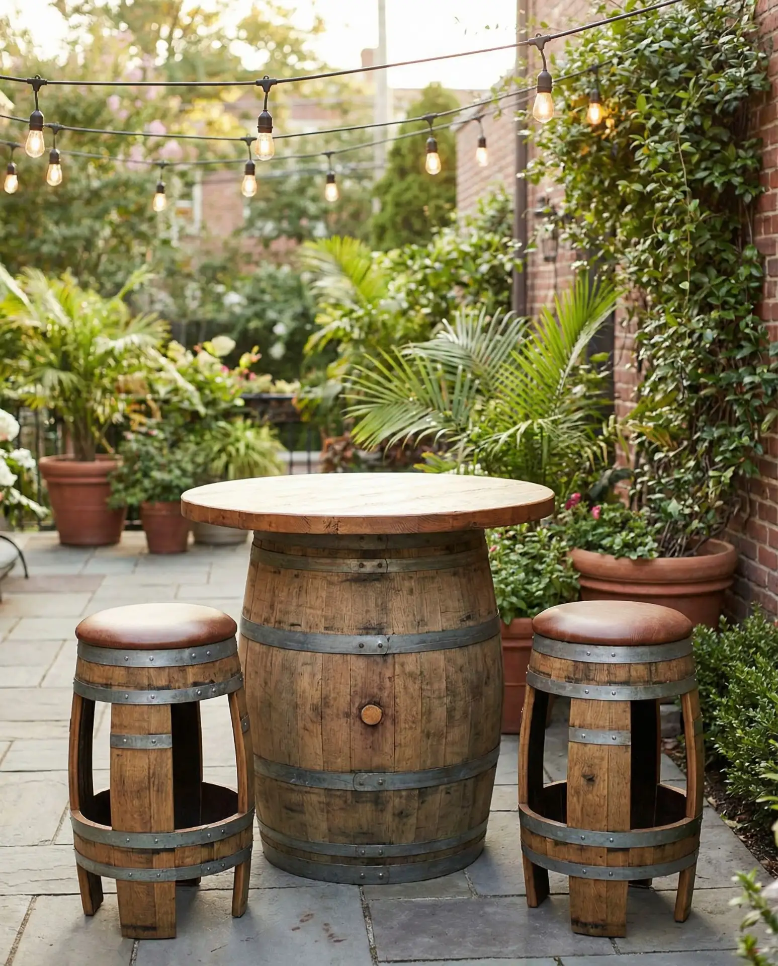 Unique Barrel Bar with Whiskey Barrel Base 2