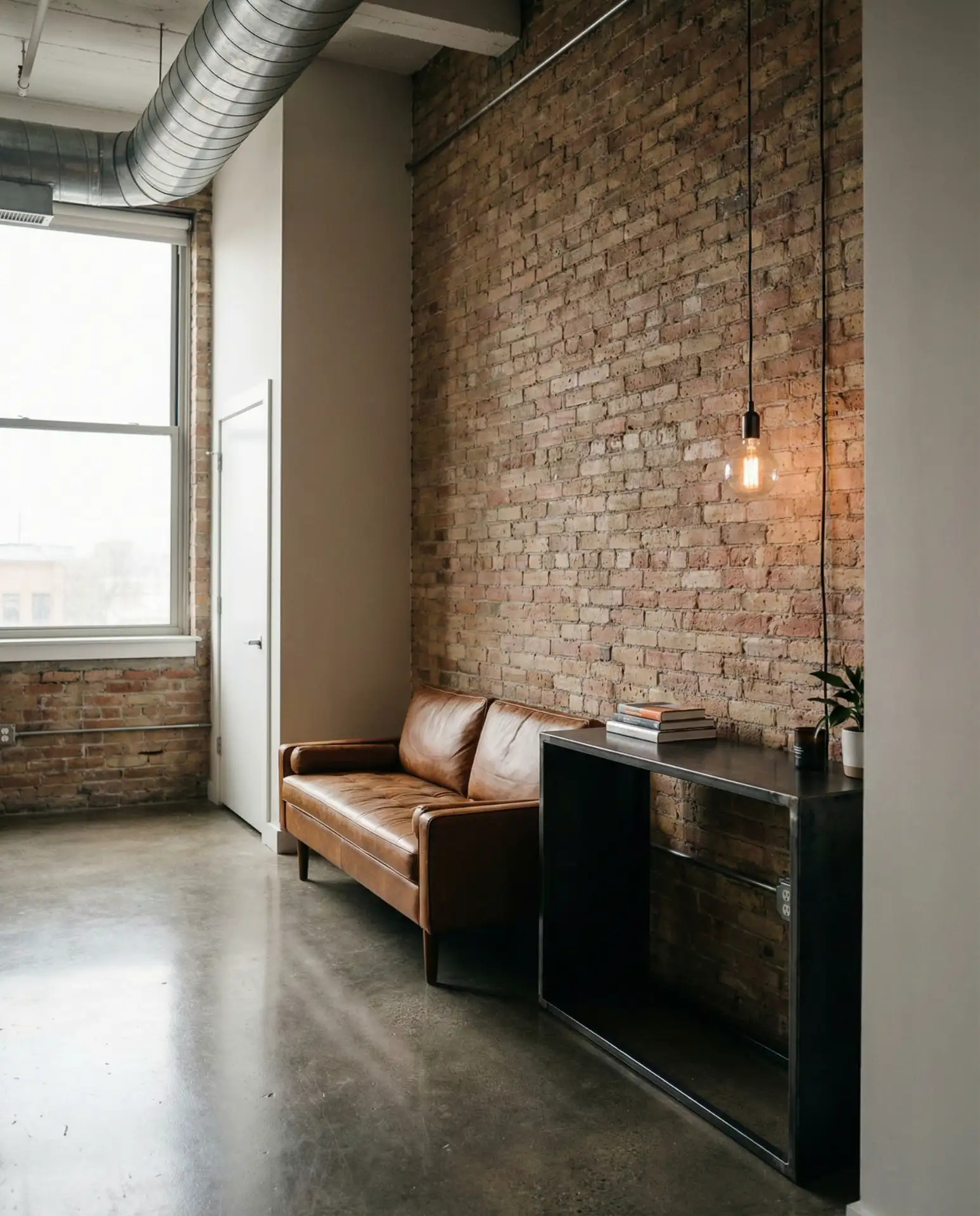 Urban Loft Entry with Concrete and Leather 1
