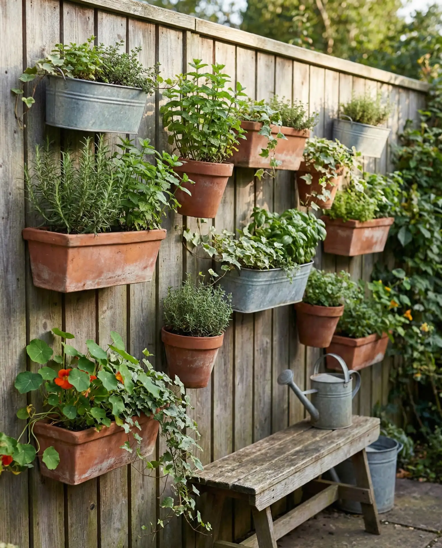 Vertical Fence Garden with Mounted Planters 1