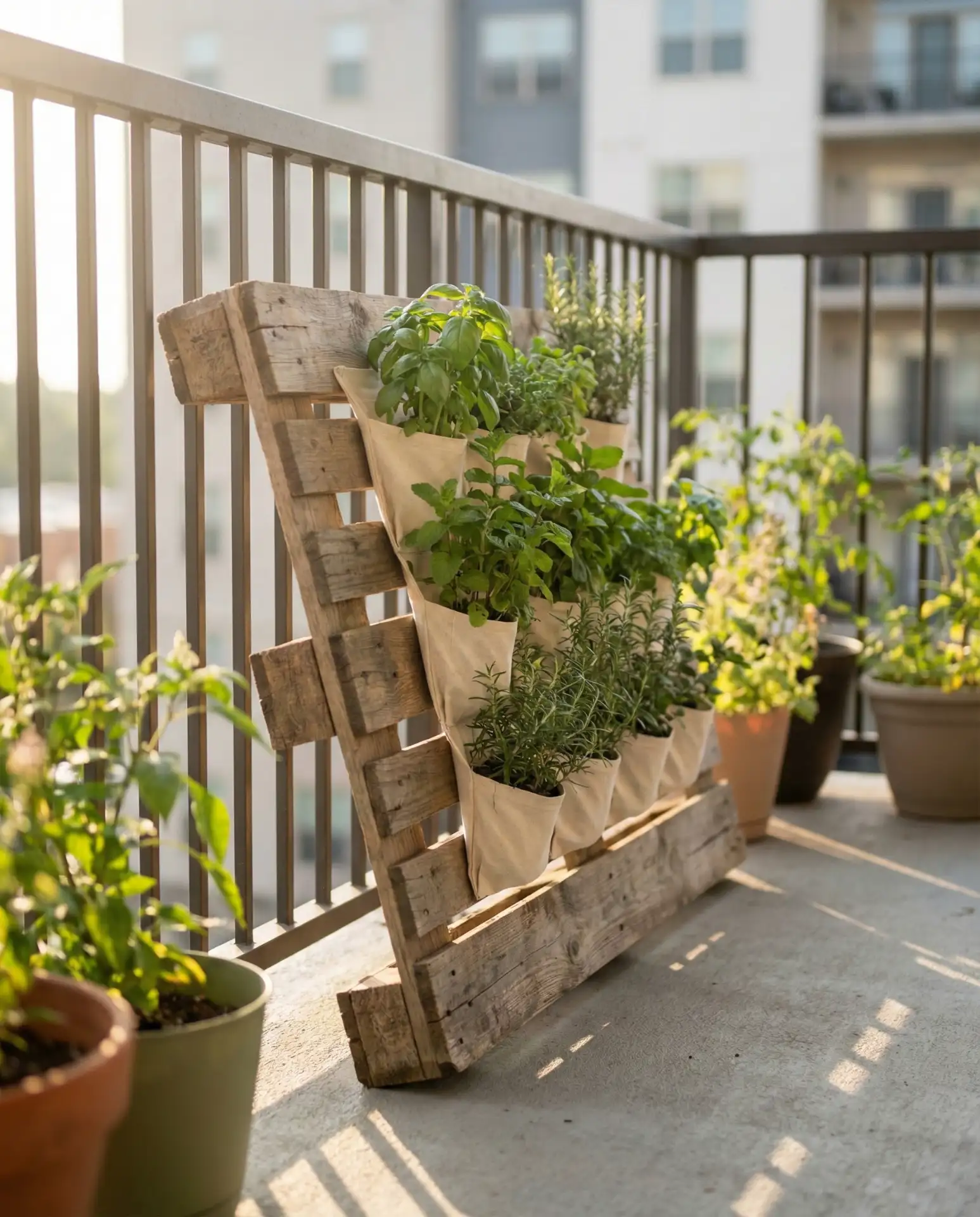 Vertical Pallet Garden for Small Balconies 1