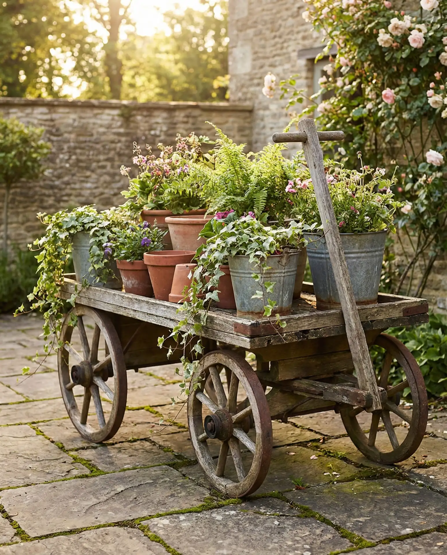 Vintage Garden Cart Planter Display 2