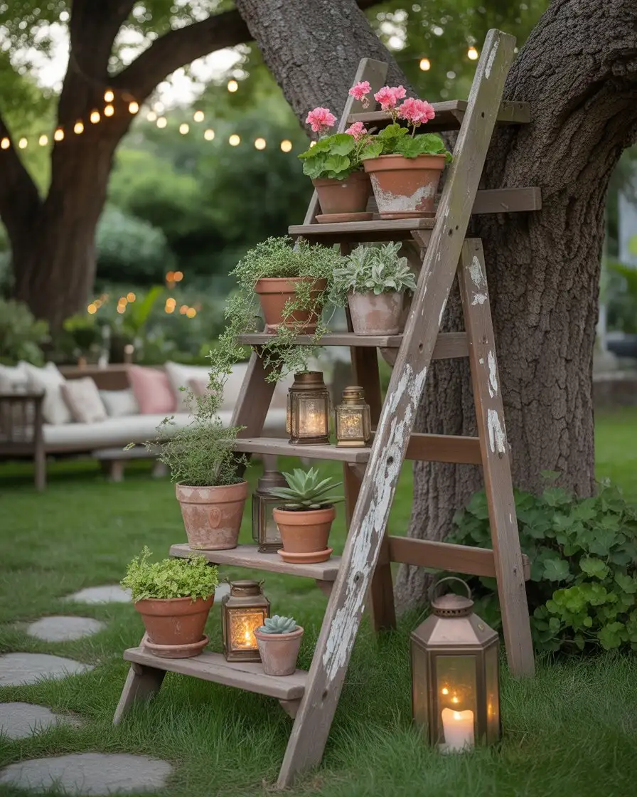 Vintage Ladder Shelf Display 1