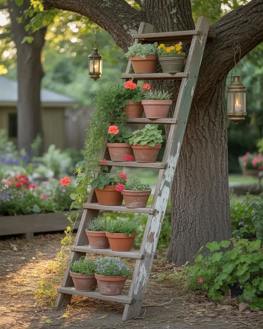 Vintage Ladder Shelf Display 2