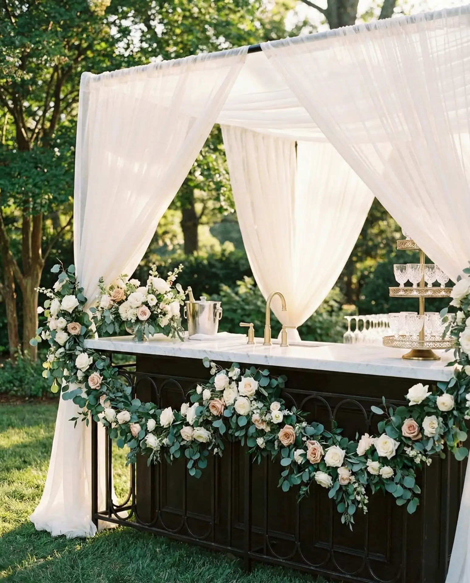 Wedding-Ready Garden Bar with Floral Accents 1