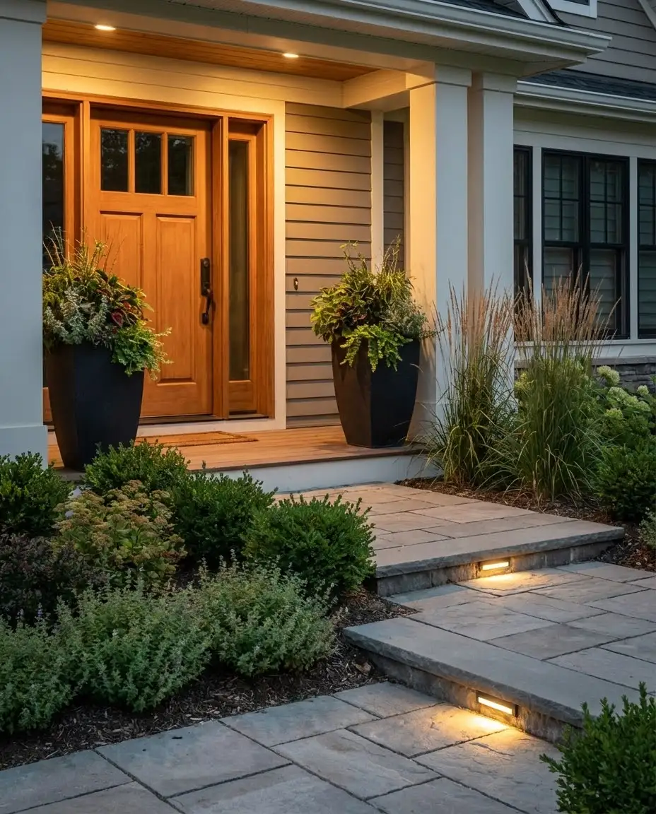 Welcoming House Entrance with Layered Plantings 1