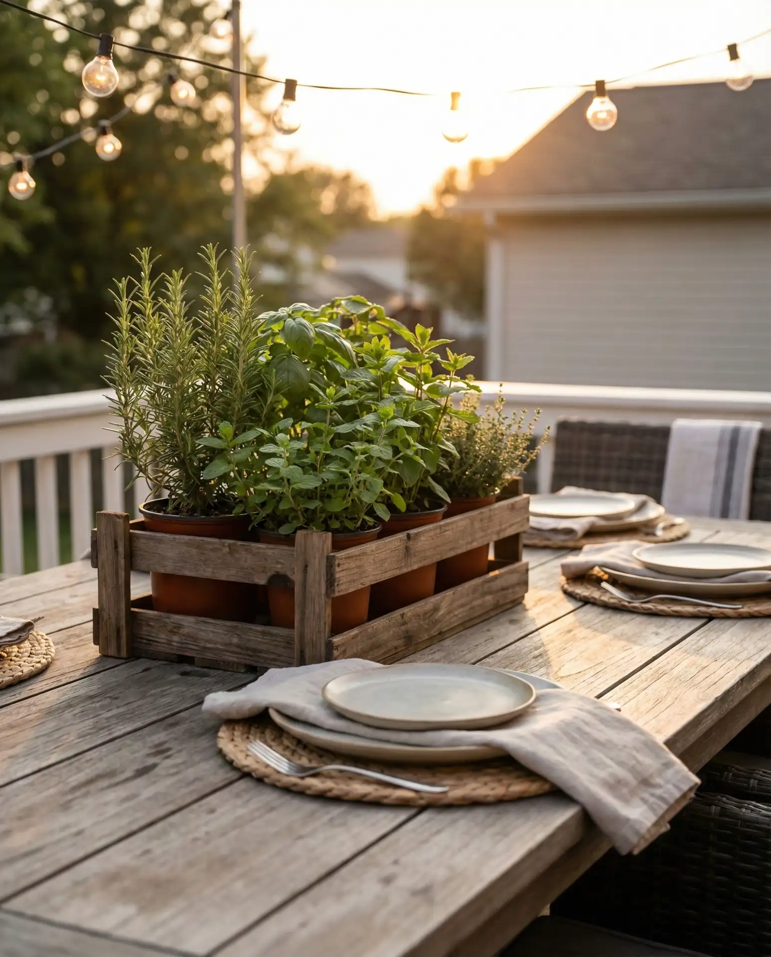 Wooden Crate Planter for Patio Tables 1