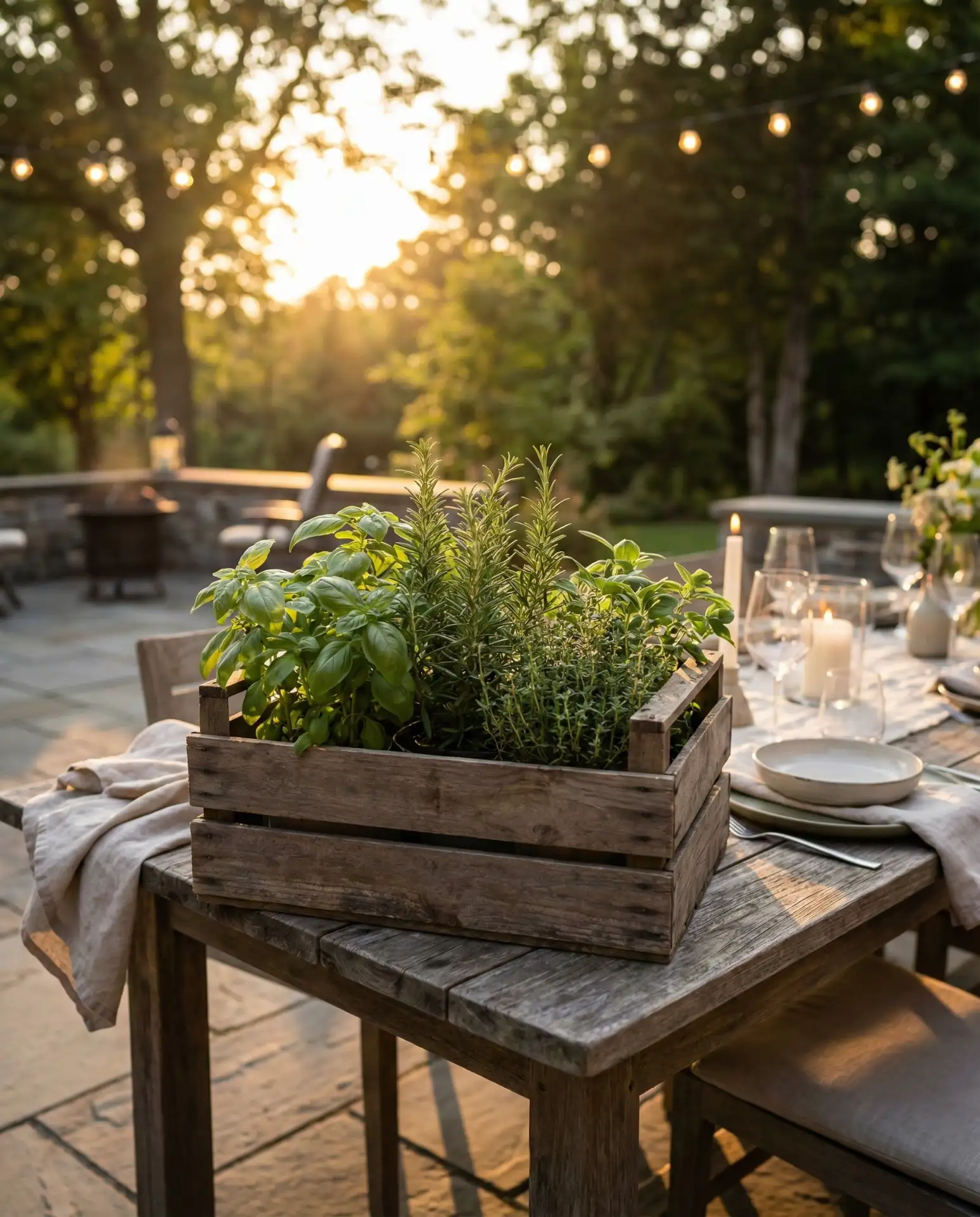 Wooden Crate Planter for Patio Tables 2