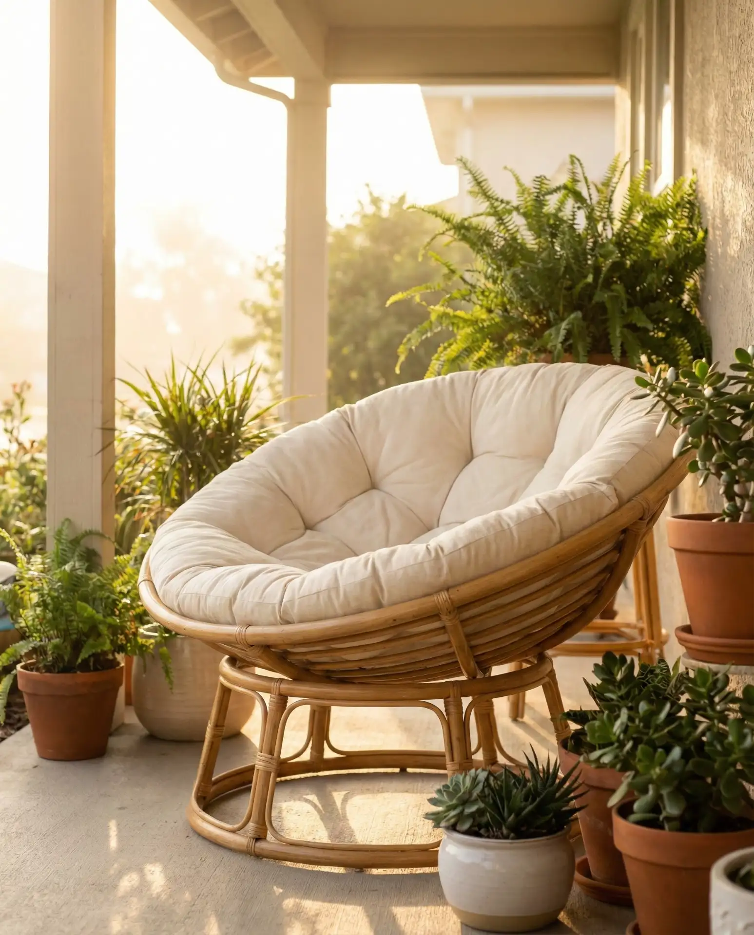 Woven Rattan Papasan Chair for Boho Patios 2
