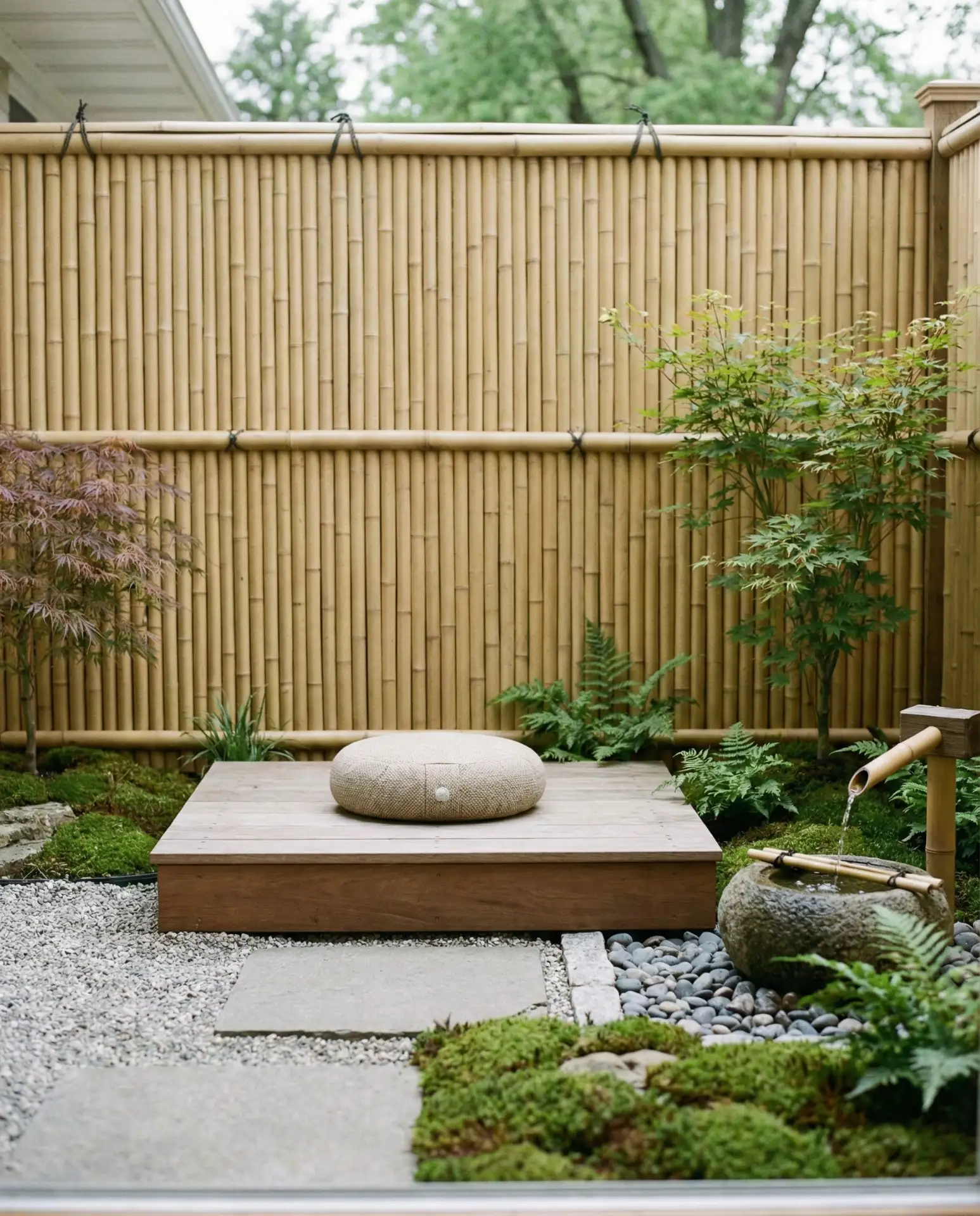 Zen Meditation Garden with Bamboo Screen 1