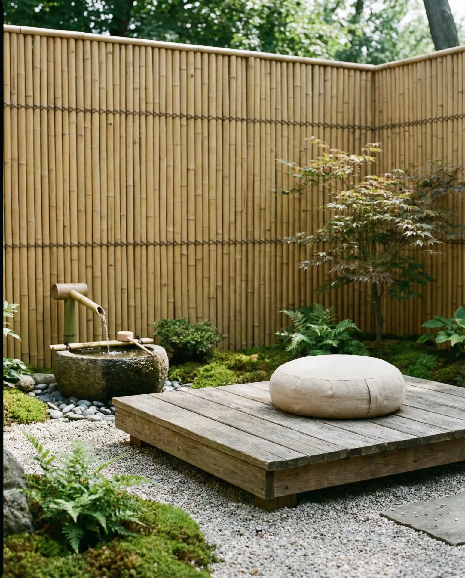 Zen Meditation Garden with Bamboo Screen 2