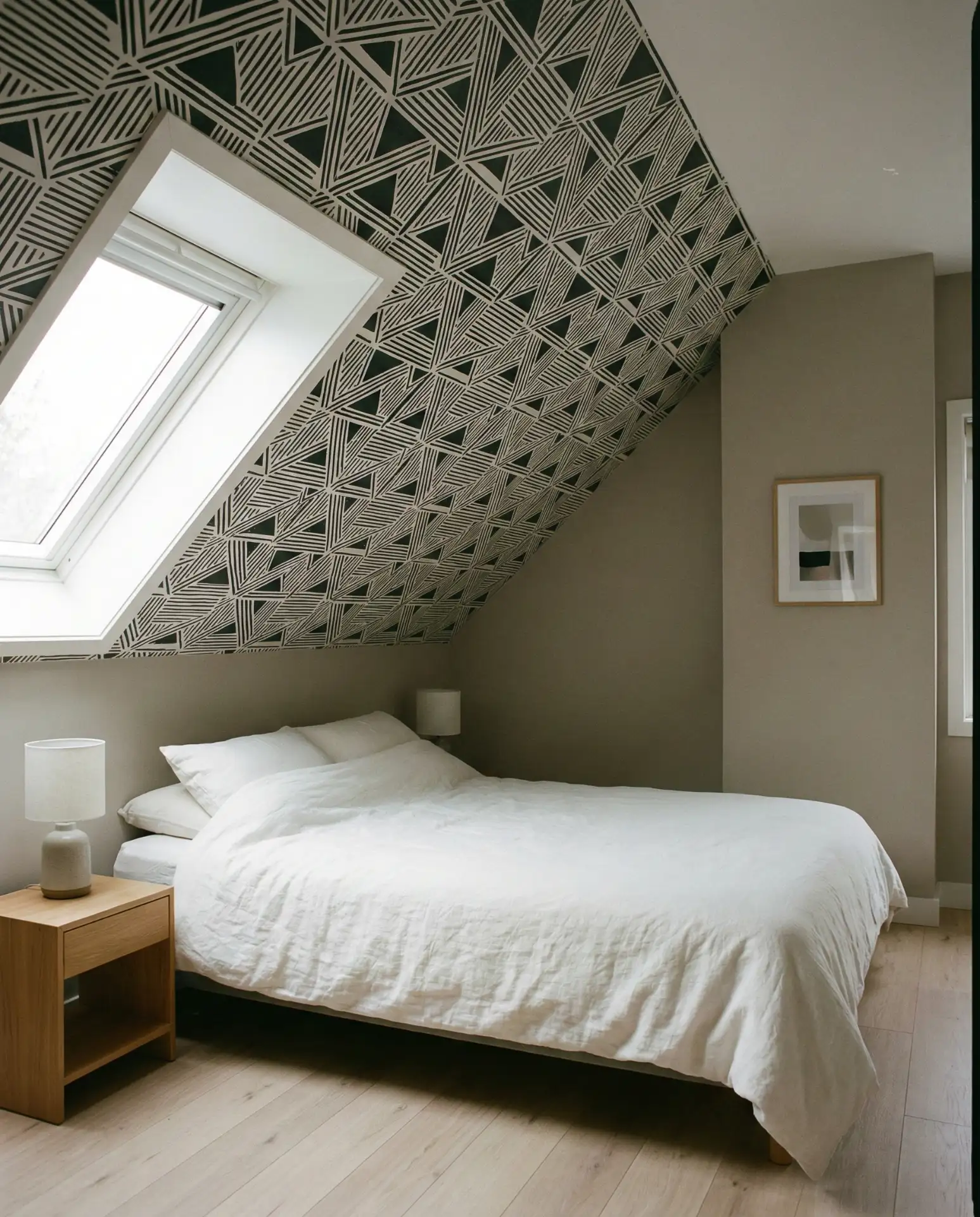 Angled Ceilings Accent Wall with Wallpaper 1